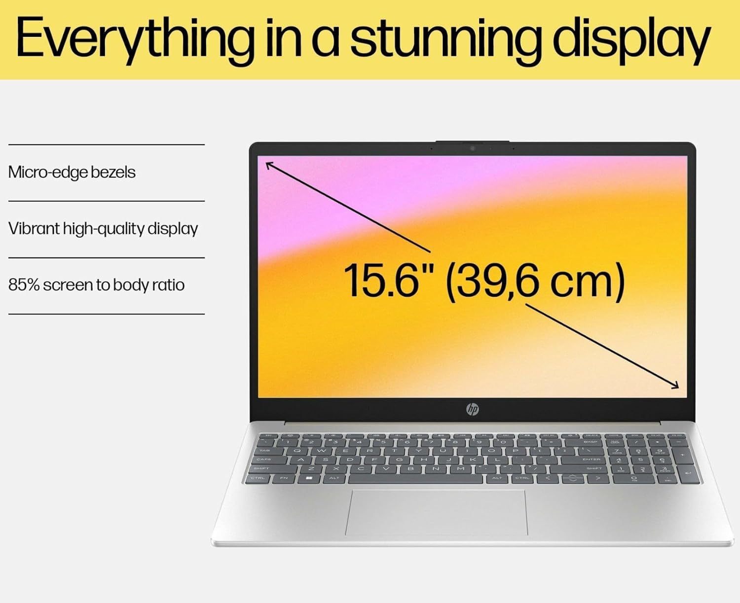 HP 15.6 "FHD ordinateur portable étudiant et entreprise, processeur quad-core Intel (Beat I3-1115G4), 16 Go DDR4 RAM, 256 Go PCIe SSD, WiFi 6E, Bluetooth 5.3, HDMI, Type-C, Silver, Windows 11 Pro, Wendbo – Image 4