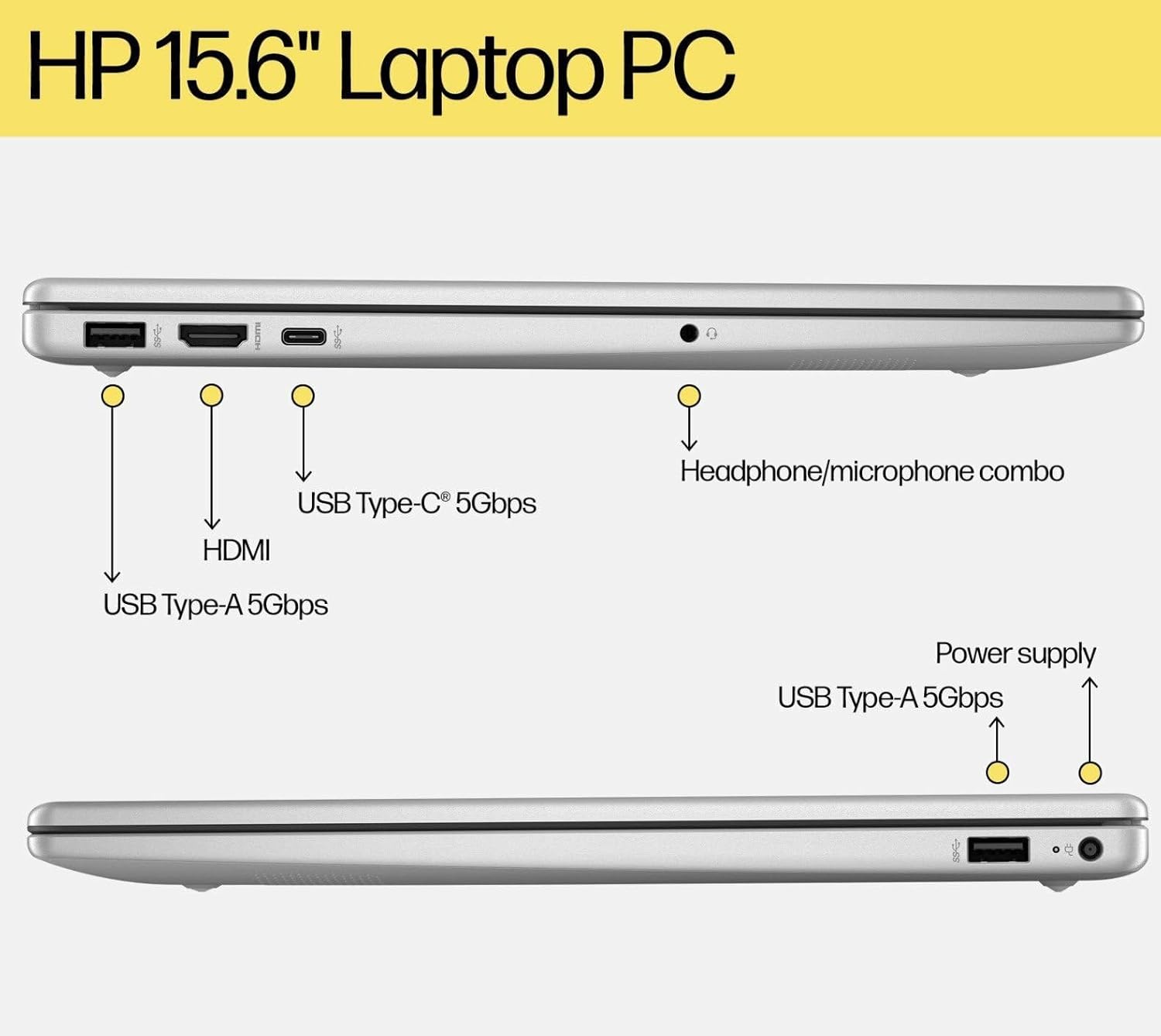 HP 15.6 "FHD ordinateur portable étudiant et entreprise, processeur quad-core Intel (Beat I3-1115G4), 16 Go DDR4 RAM, 256 Go PCIe SSD, WiFi 6E, Bluetooth 5.3, HDMI, Type-C, Silver, Windows 11 Pro, Wendbo – Image 5