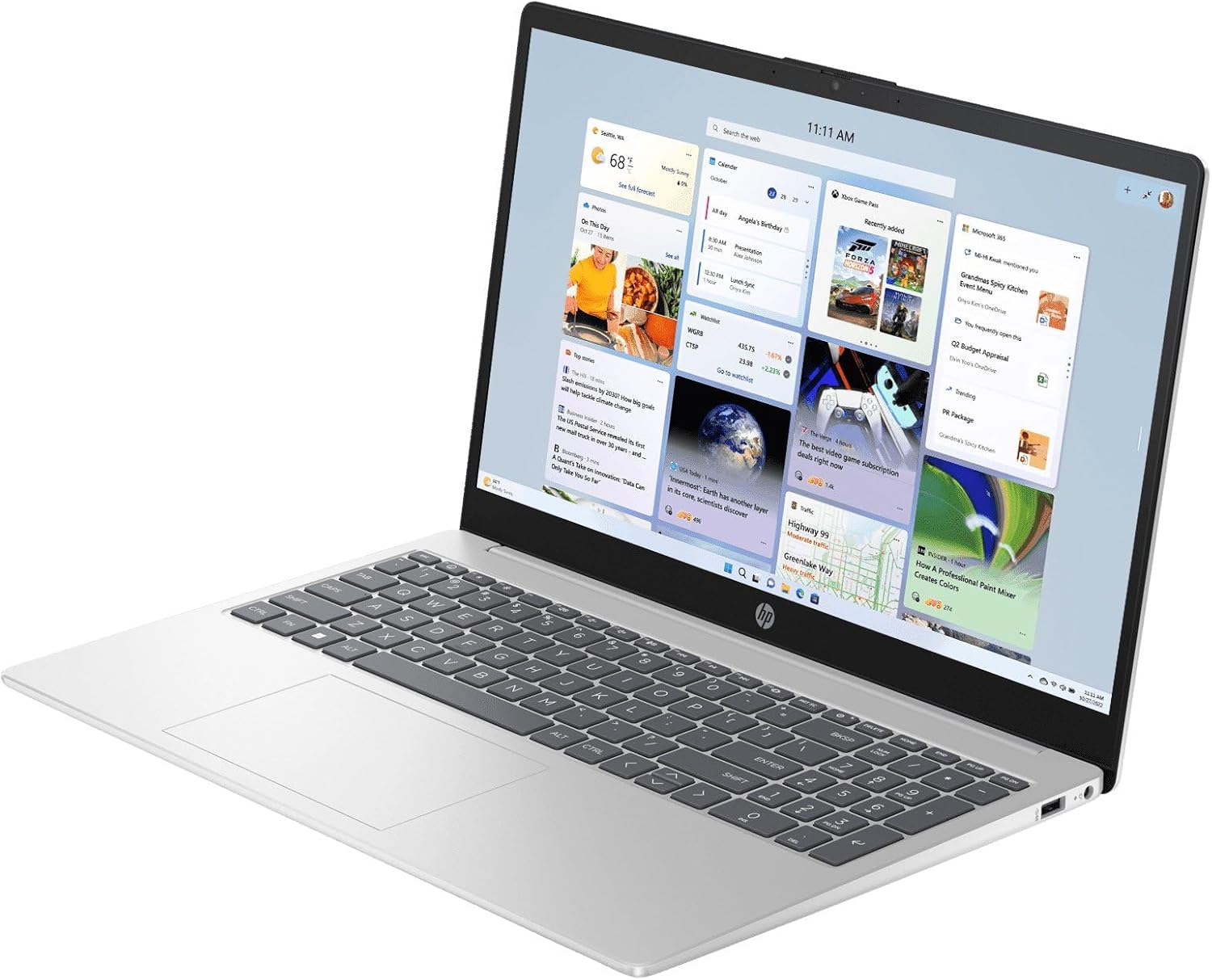 HP 15.6 "FHD ordinateur portable étudiant et entreprise, processeur quad-core Intel (Beat I3-1115G4), 16 Go DDR4 RAM, 256 Go PCIe SSD, WiFi 6E, Bluetooth 5.3, HDMI, Type-C, Silver, Windows 11 Pro, Wendbo – Image 7