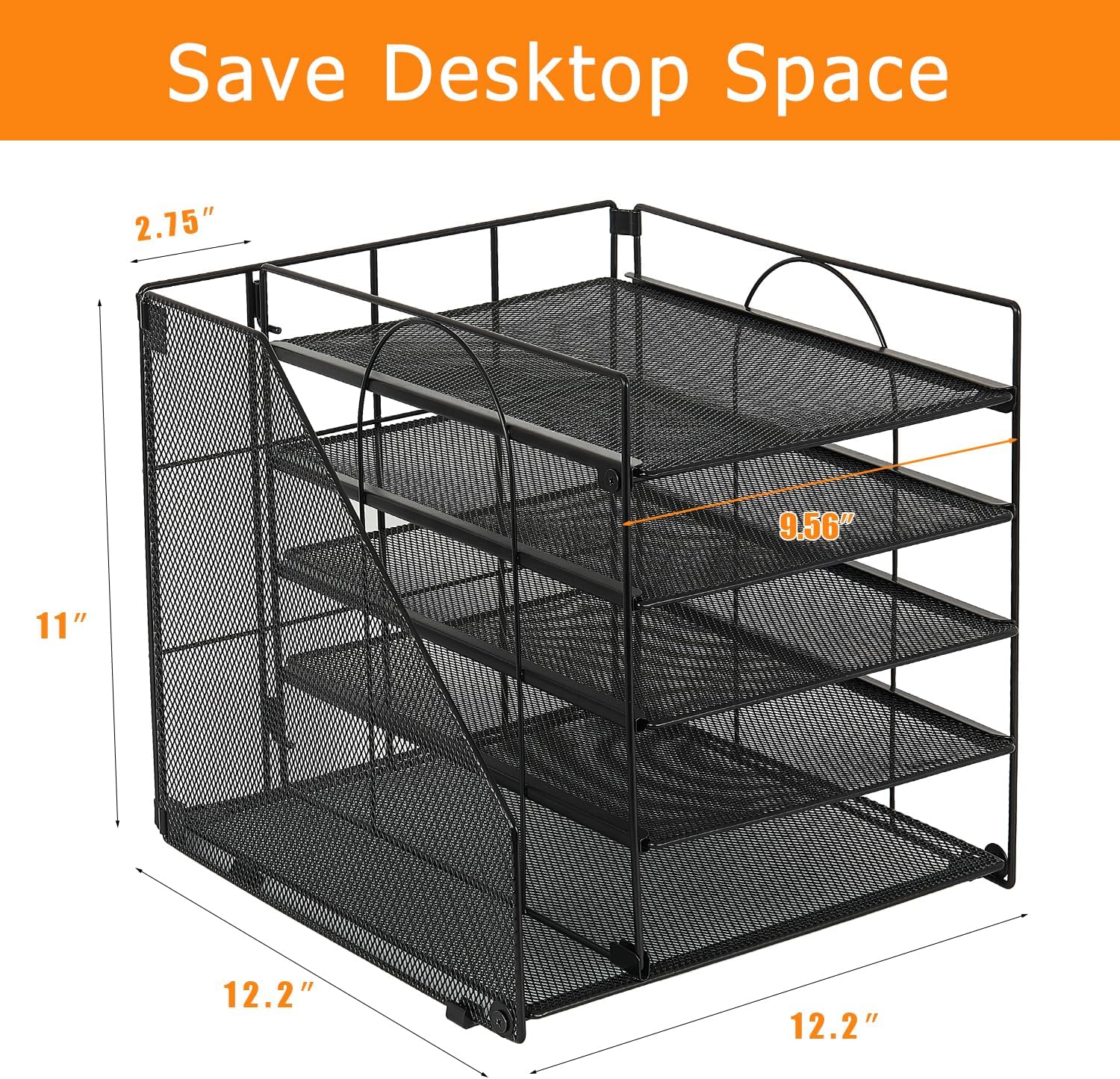 Organisateurs et accessoires de bureau, bac à lettres en papier à 5 niveaux avec porte-fichiers, accessoire de bureau, organisateur de documents, fournitures de bureau pour femmes – Image 5