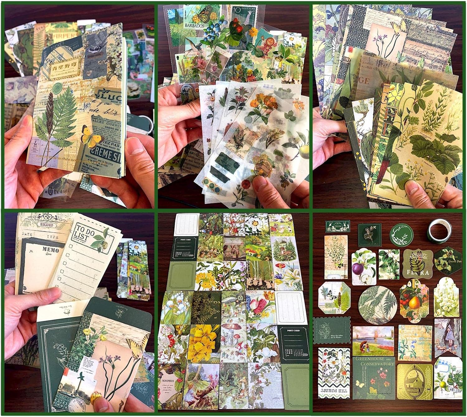 LCLAIDYDY Kit de fournitures de scrapbooking vintage botanique esthétique pour scrapbooking, journal intime, carnet de notes A6, papeterie artisanale, cadeau pour adolescentes et femmes – Image 5