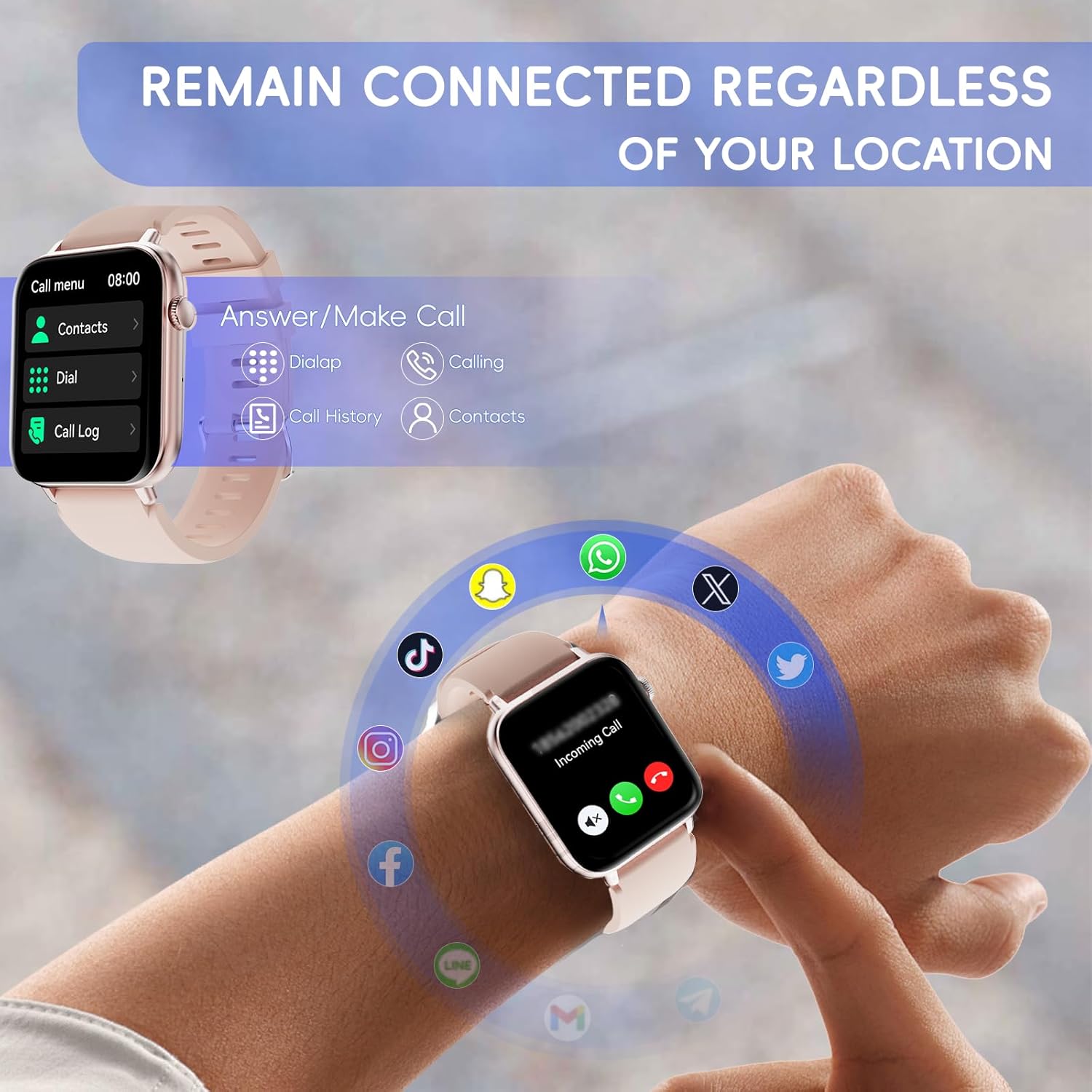 Montre intelligente pour hommes et femmes avec 112 modes sportifs, montre de sport avec moniteur de fréquence cardiaque, rose – Image 3