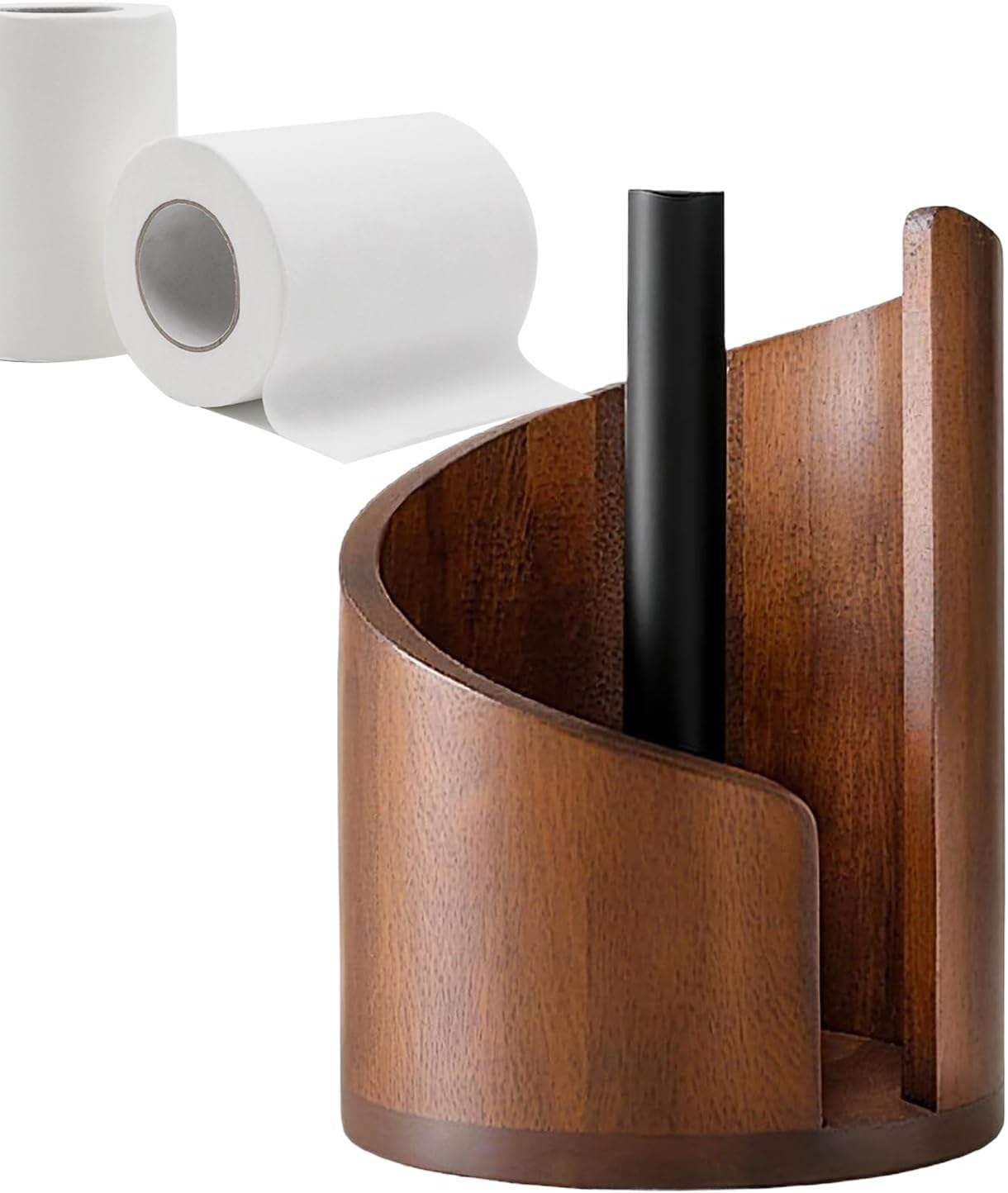 Porte-serviettes en papier | Support distributeur | Porte-serviettes en papier de comptoir en bois Vintage, pour salle de bains, cuisine, Table à manger, armoire, étagère, maison – Image 7