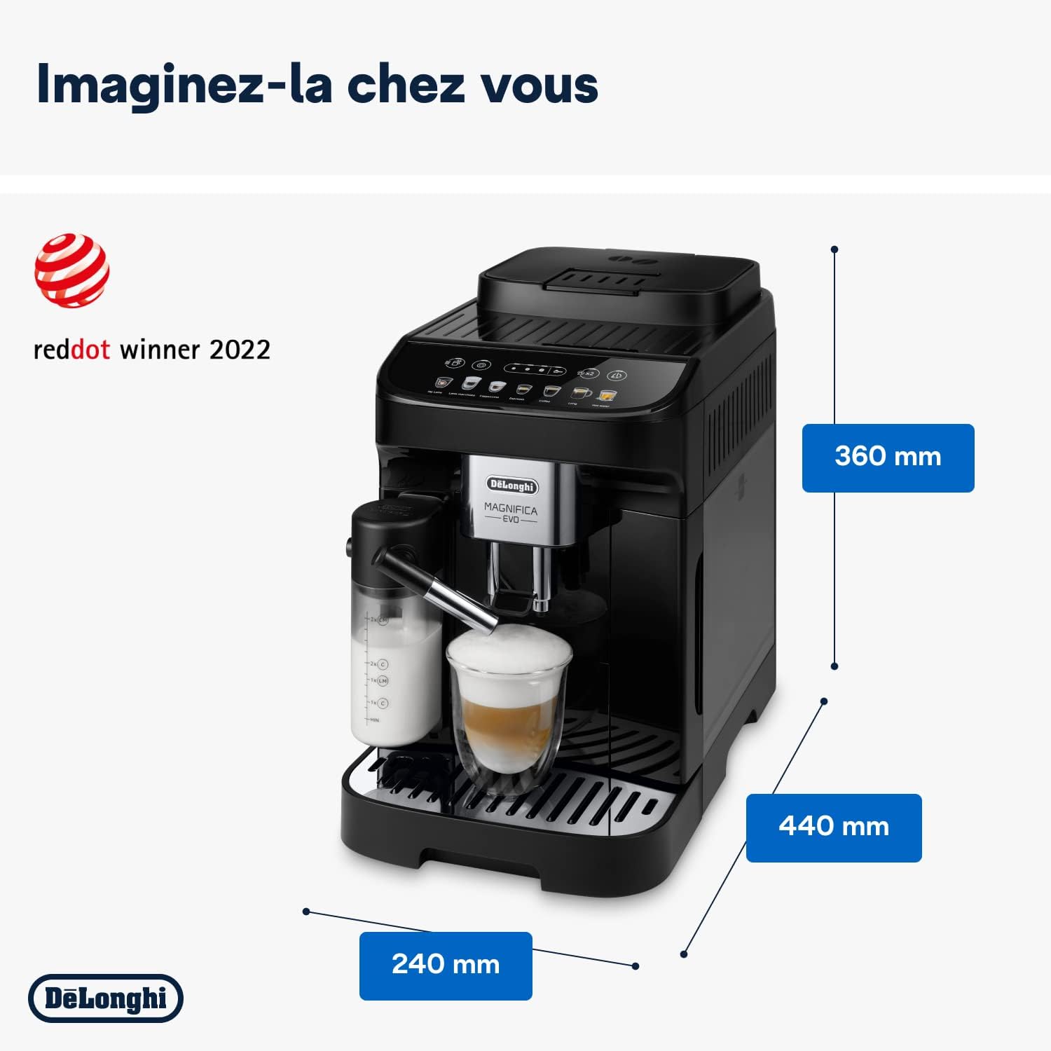 De'Longhi Magnifica Evo Machine à café en grains ECAM292.81.B, Machine à expresso et cappuccino, 1,8 L, 1450 W, Noir (Exclusivité Amazon) – Image 8
