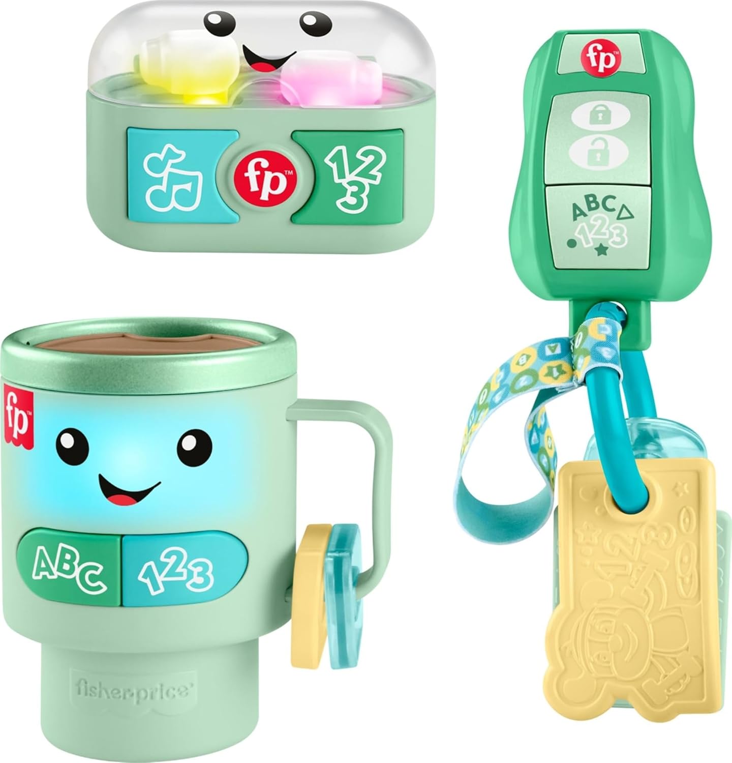 Fisher-Price Baby Toys Laugh & Learn Coffret cadeau prêt à l'emploi, 3 activités d'apprentissage électroniques pour les tout-petits à partir de 6 mois – Image 2