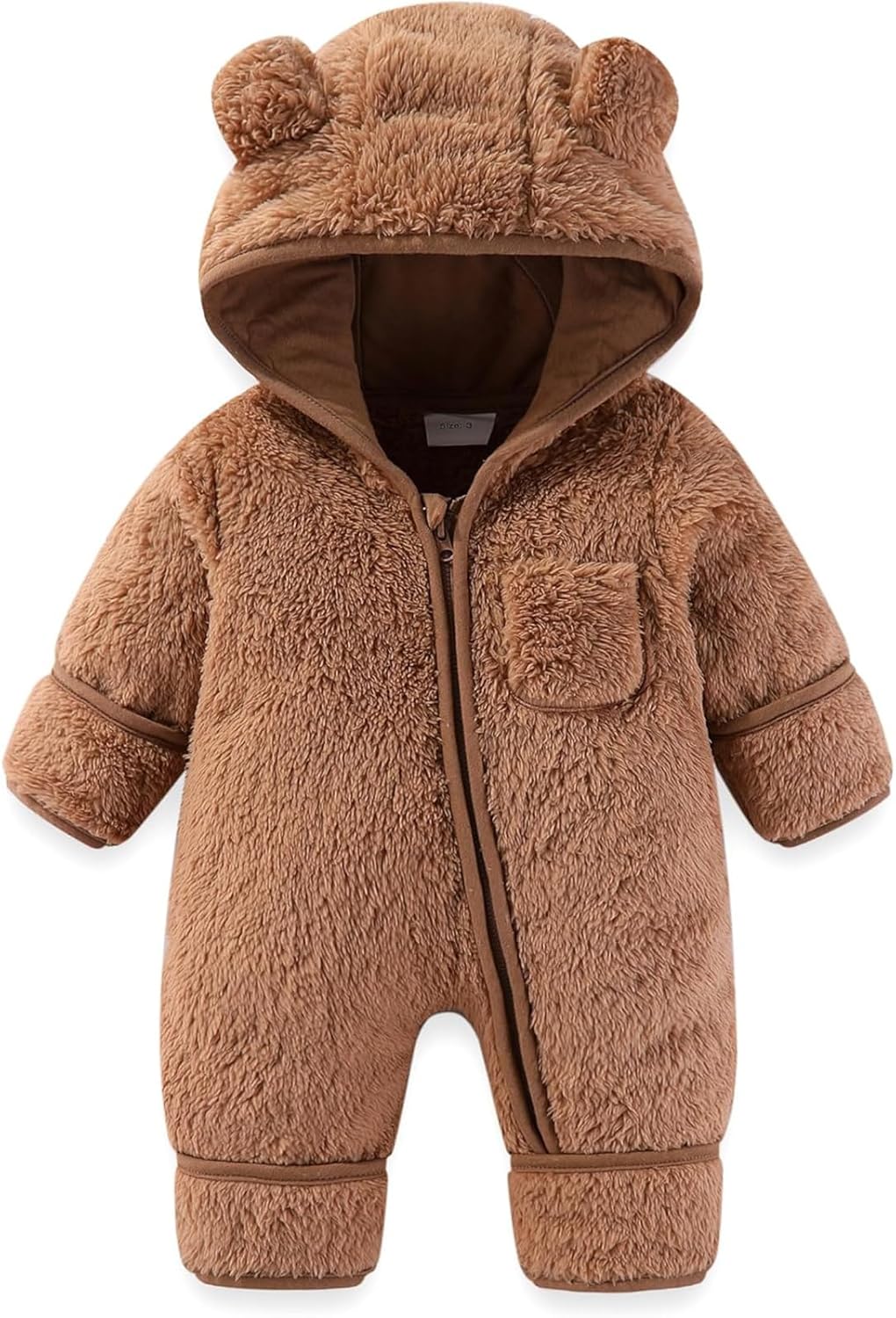 Générique Bébé Hiver Polaire Combinaison Pilote À Capuche Manches Longues Ours Combinaison Manteau De Neige Hiver Polaire À Capuche Combinaison 0-12 Mois – Image 2