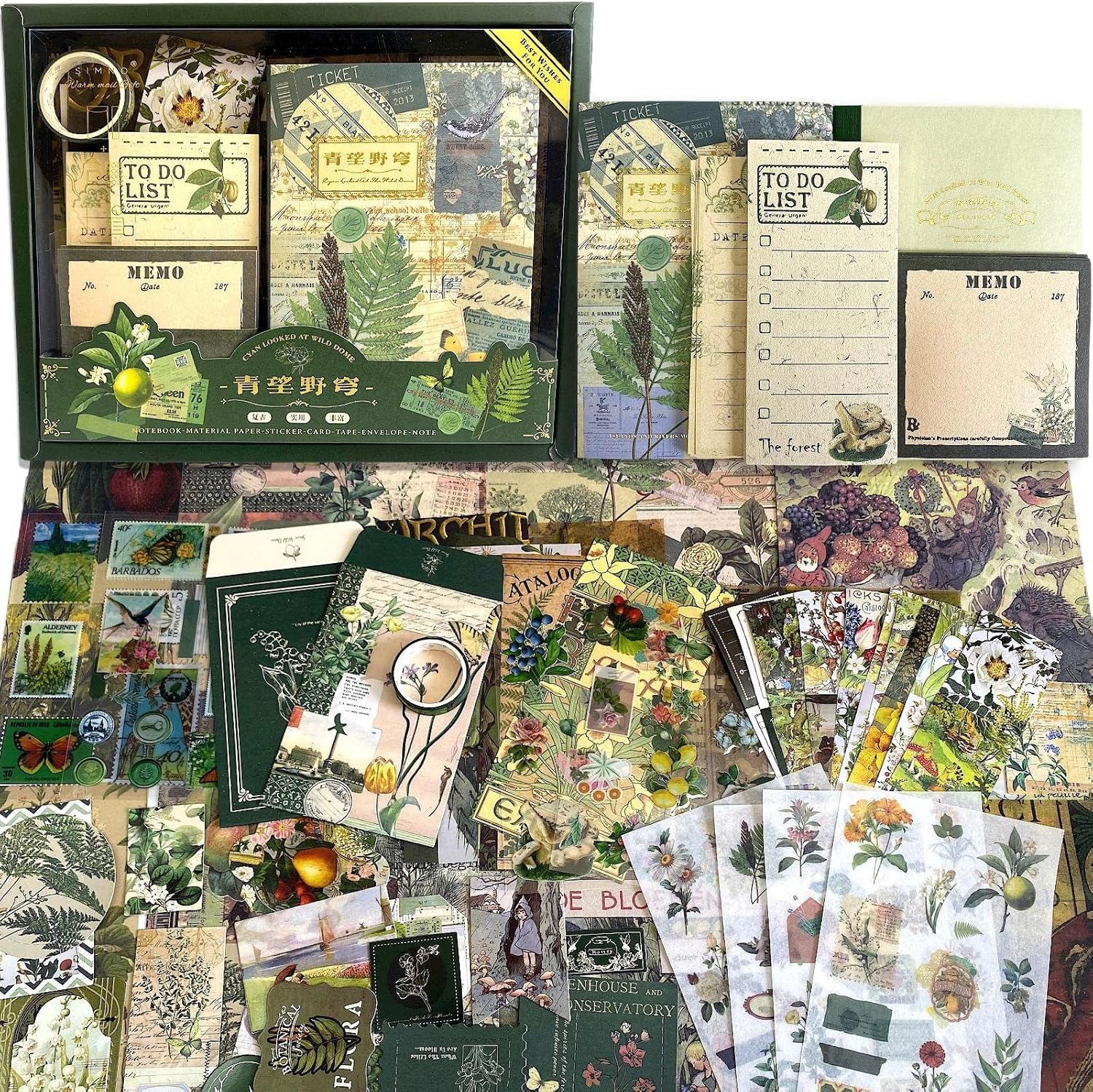 LCLAIDYDY Kit de fournitures de scrapbooking vintage botanique esthétique pour scrapbooking, journal intime, carnet de notes A6, papeterie artisanale, cadeau pour adolescentes et femmes – Image 2