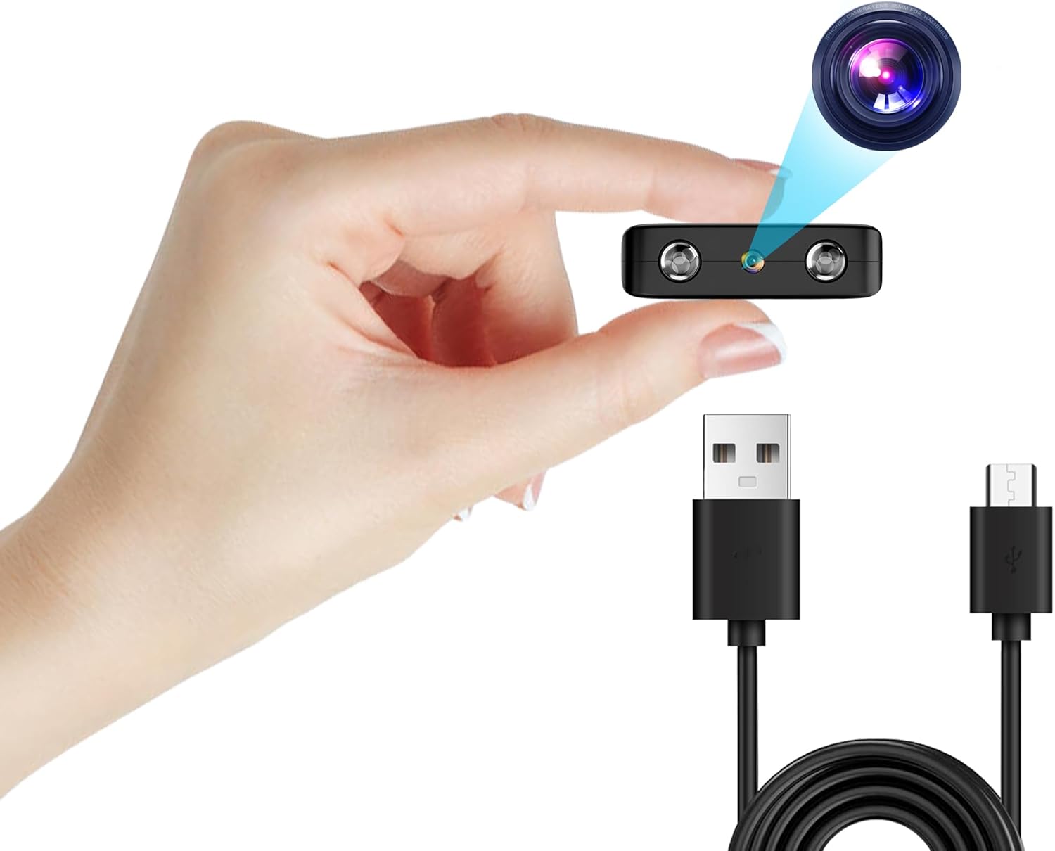 1080p Mini caméra de Surveillance intérieure/extérieure, avec détection de Mouvement et Vision Nocturne, Batterie intégrée (autonomie de 50 Minutes), Enregistrement continu, Facile à Utiliser – Image 2