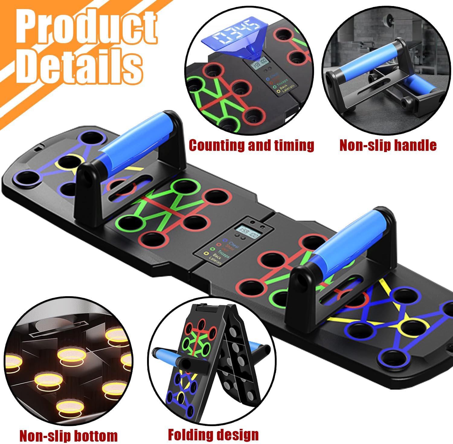 Push Up Board Pompe de musculation, Push Pro Machine Bodybuilding Home Pump Board avec poignées antidérapantes, Push Up Bar Board avec fonction de comptage – Image 5