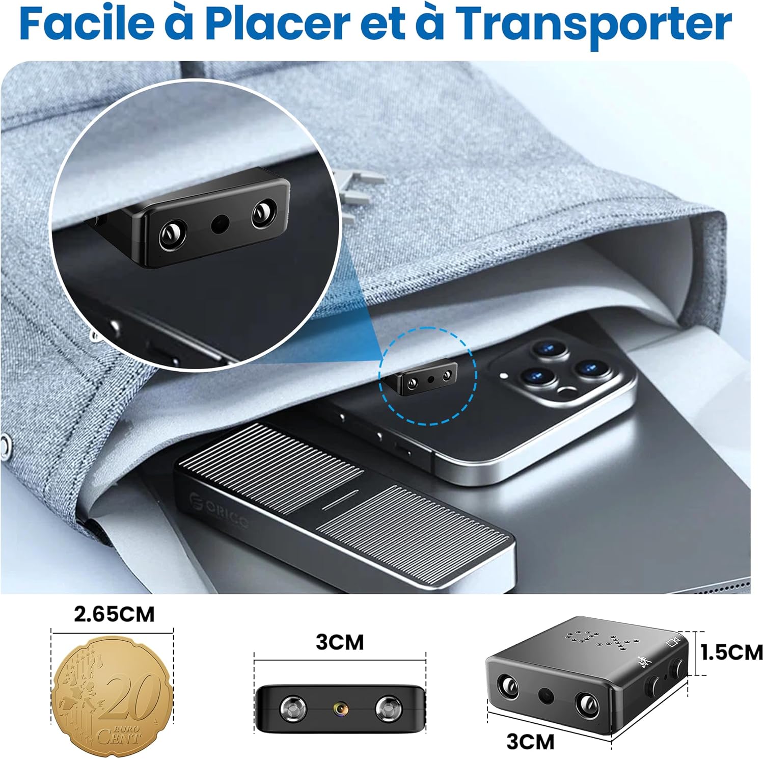1080p Mini caméra de Surveillance intérieure/extérieure, avec détection de Mouvement et Vision Nocturne, Batterie intégrée (autonomie de 50 Minutes), Enregistrement continu, Facile à Utiliser – Image 4