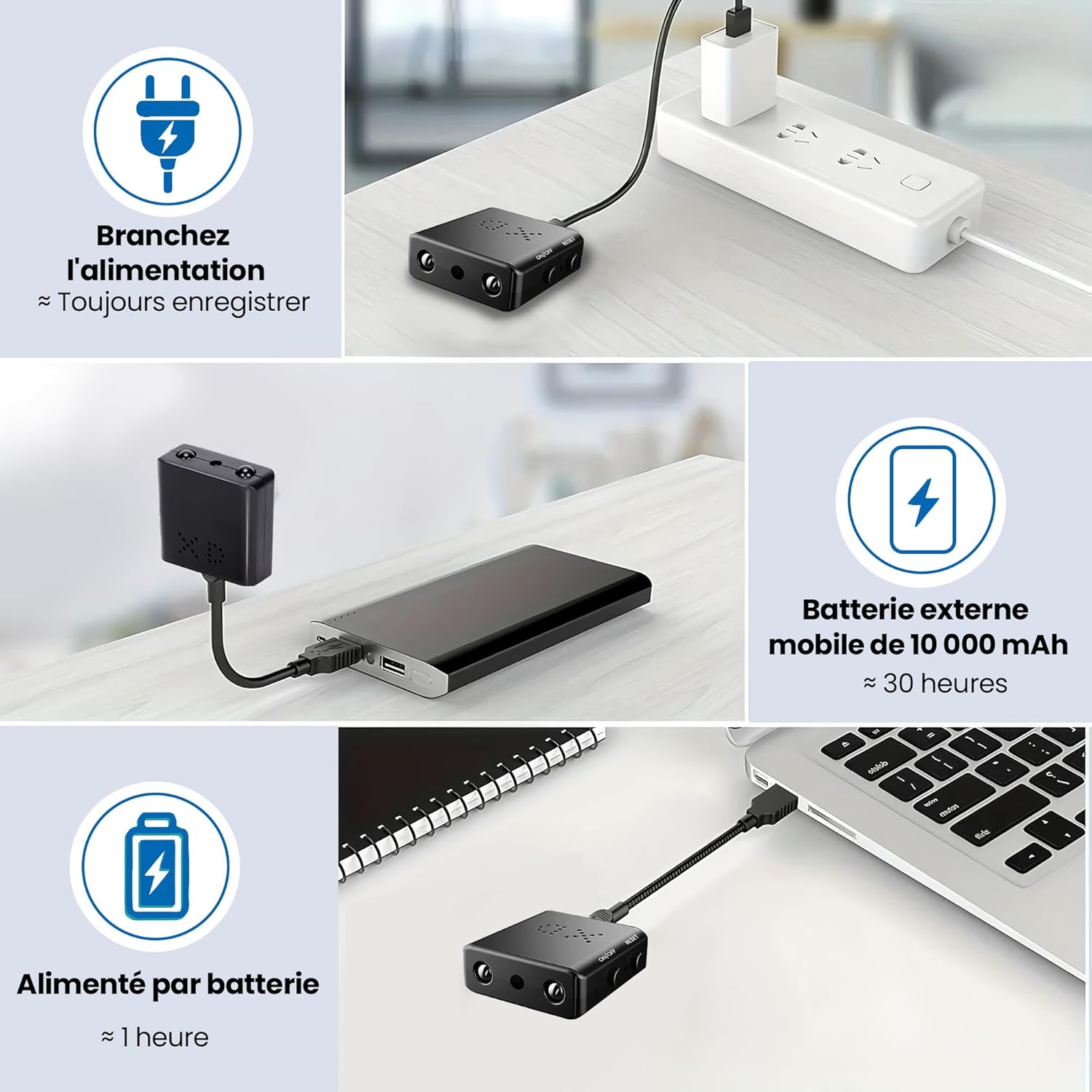 1080p Mini caméra de Surveillance intérieure/extérieure, avec détection de Mouvement et Vision Nocturne, Batterie intégrée (autonomie de 50 Minutes), Enregistrement continu, Facile à Utiliser – Image 6