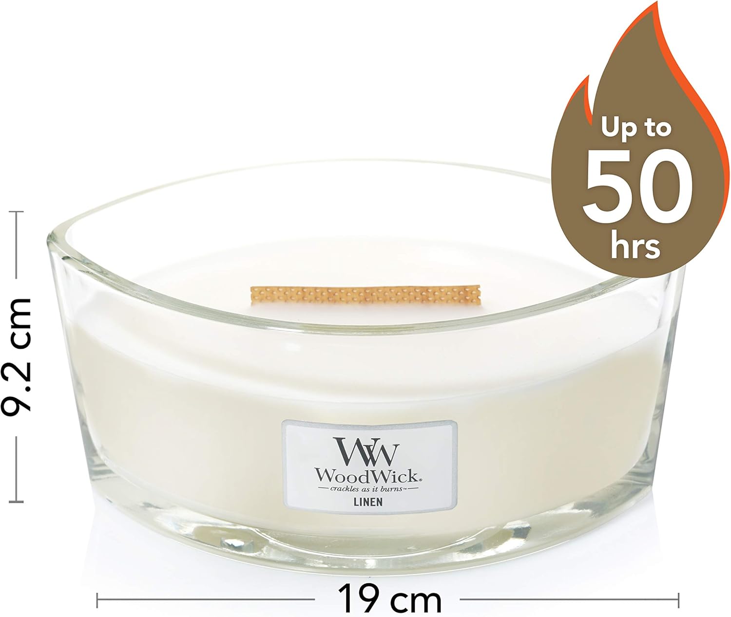 Bougie parfumée WoodWick Ellipse avec mèche crépitante, linge propre, durée de combustion jusqu'à 50 heures – Image 3