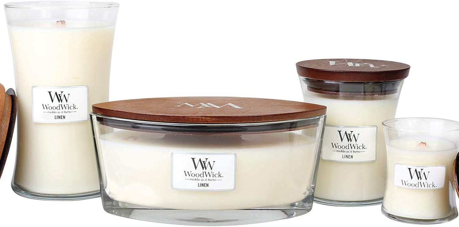 Bougie parfumée WoodWick Ellipse avec mèche crépitante, linge propre, durée de combustion jusqu'à 50 heures – Image 6