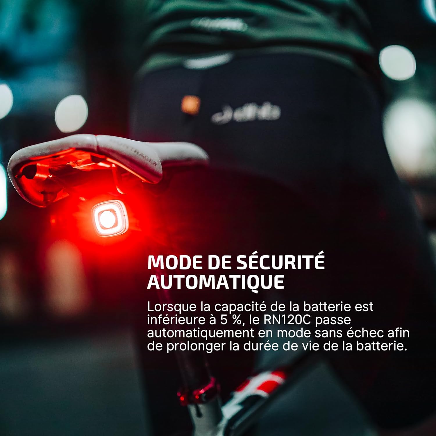 OLIGHT RN120C 120 Lumens 5 Modes de luminosité Étanche IPX6 Rechargeable Type C Feu arrière LED pour vélo de montagne pour voyager, cyclisme urbain, randonnée sur route – Image 6