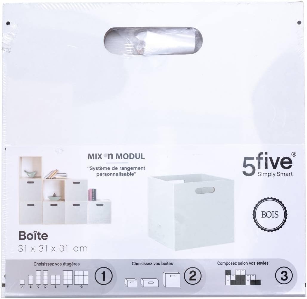5 five Simply Smart 160403C Boîte de rangement, bois blanc – Image 4