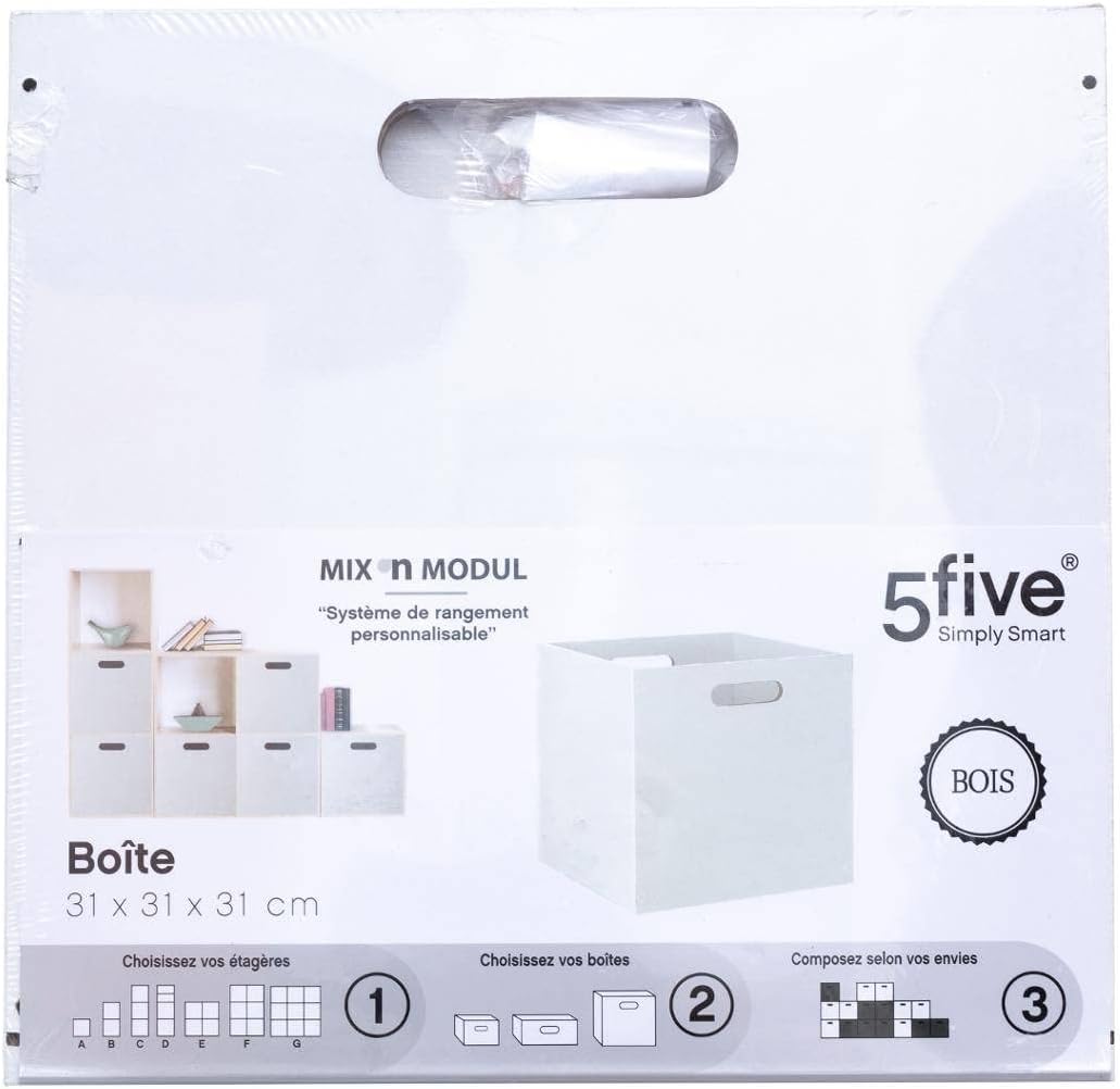 5 five Simply Smart 160403C Boîte de rangement, bois blanc – Image 5