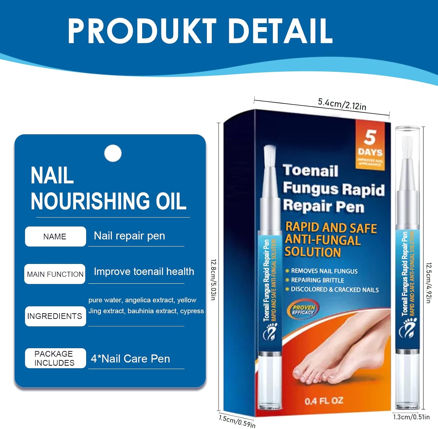 4 x Stylo Soin des Ongles, Réparateur d'Ongles, Soin des Ongles des Mains et des Pieds, Nourrissant et Apaisant pour les Ongles, Restaure l'Aspect Naturel de l'Ongle – Image 3