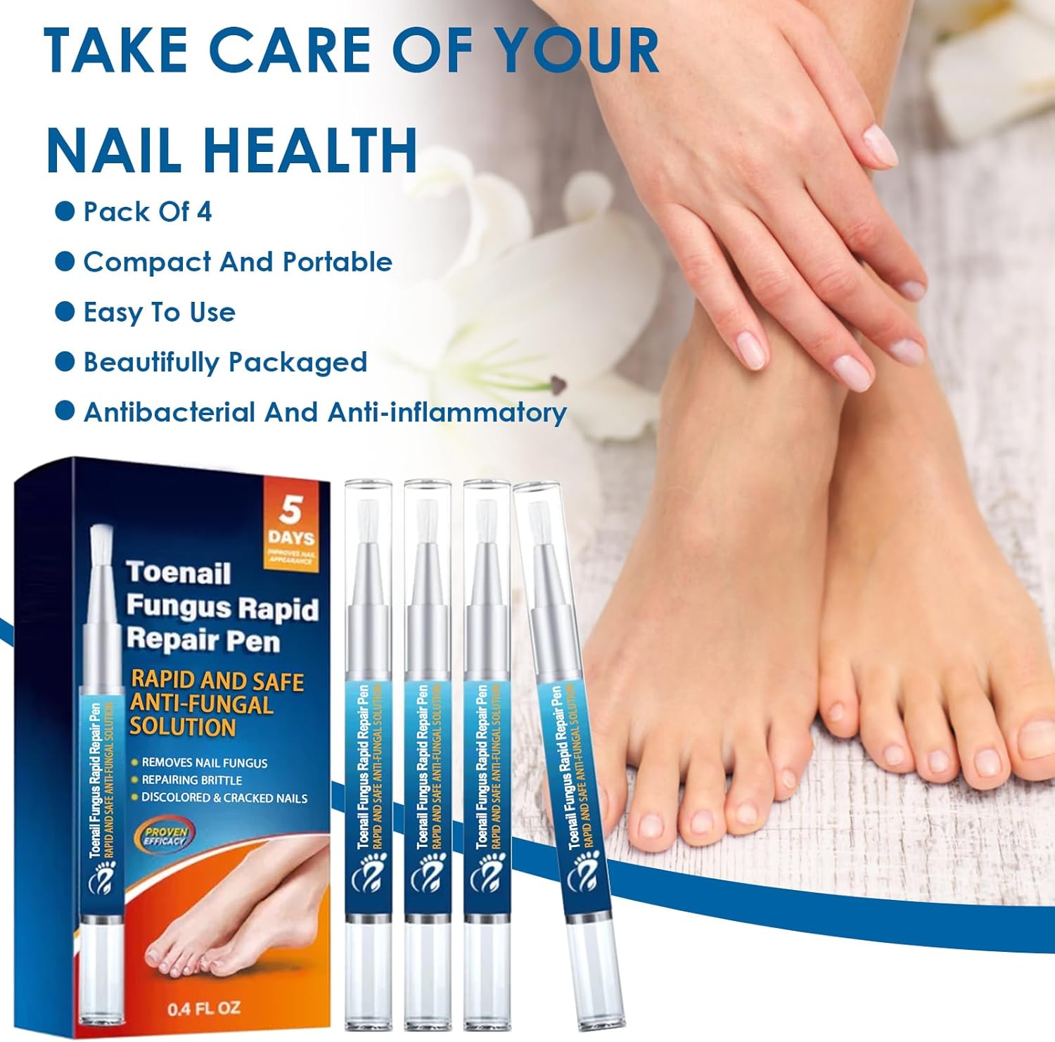 4 x Stylo Soin des Ongles, Réparateur d'Ongles, Soin des Ongles des Mains et des Pieds, Nourrissant et Apaisant pour les Ongles, Restaure l'Aspect Naturel de l'Ongle – Image 8