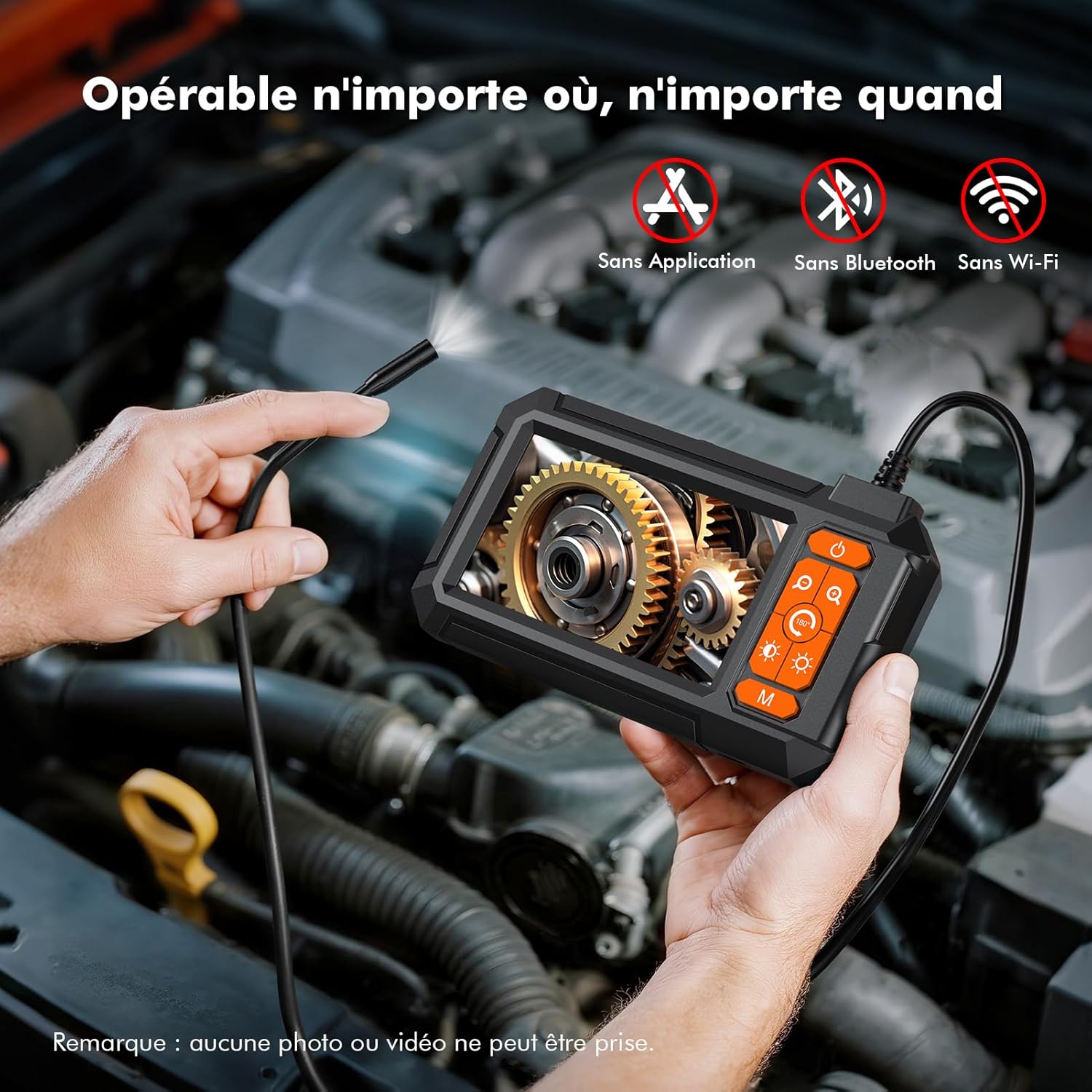 Caméra endoscopique 4,3" 1080 HD Caméra endoscopique avec 8 LED réglables, étanche IP67, 2600 mAh, câble semi-rigide de 5 m pour tuyauterie, voiture, tuyau, maison, atelier – Image 6
