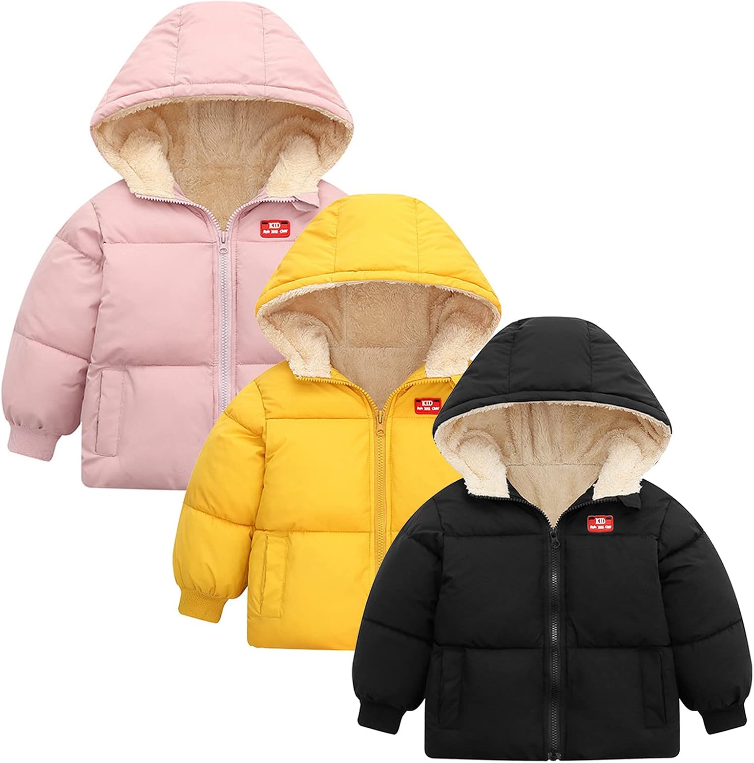 Manteau d'hiver épais et chaud à capuche pour bébés garçons et filles, doudoune doublée en polaire pour enfants, vêtements d'extérieur coupe-vent, vêtements d'extérieur – Image 3