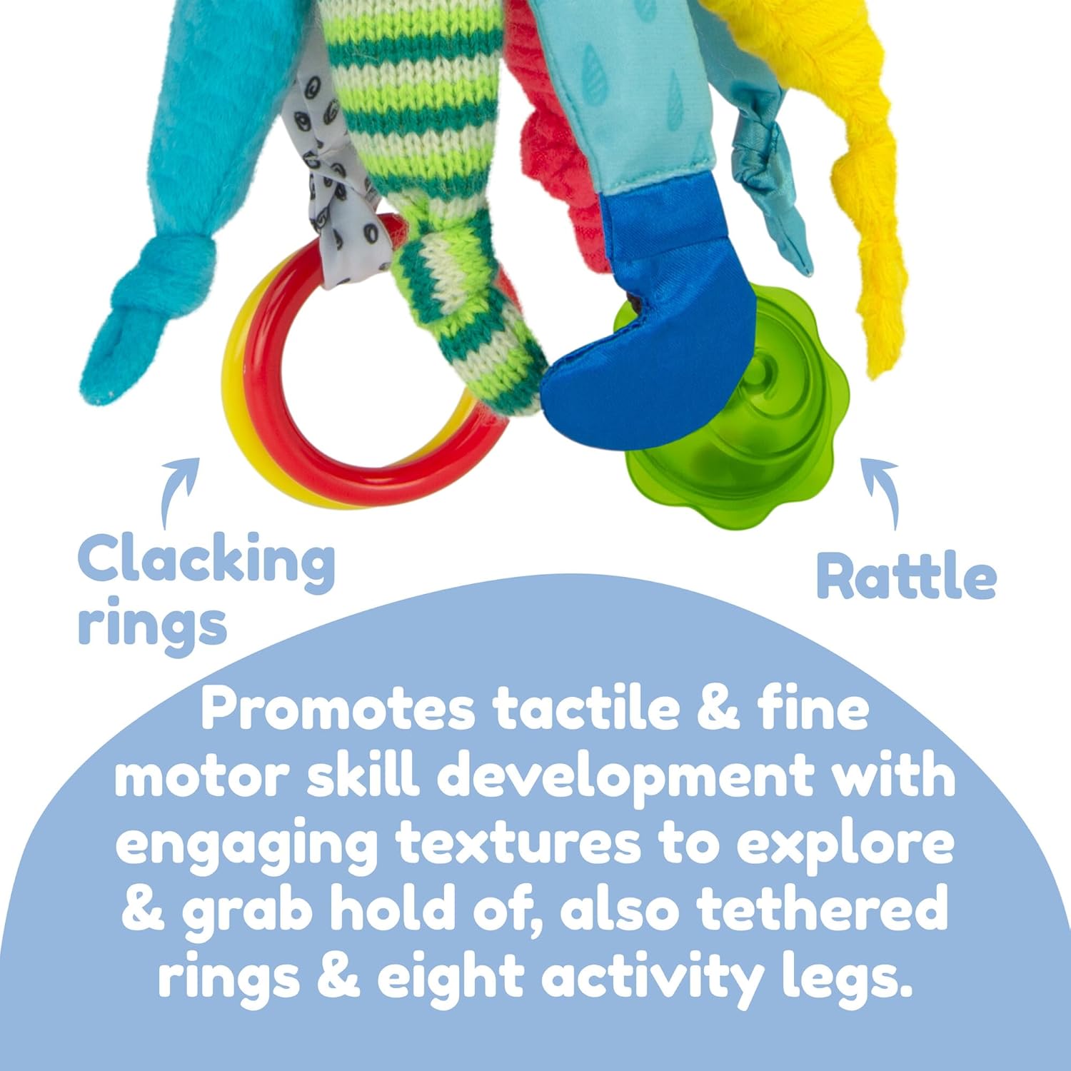 Jouet sensoriel pour bébé Lamaze Captain Calamari de 0 à 6 mois, landau et poussette à clipser. – Image 6