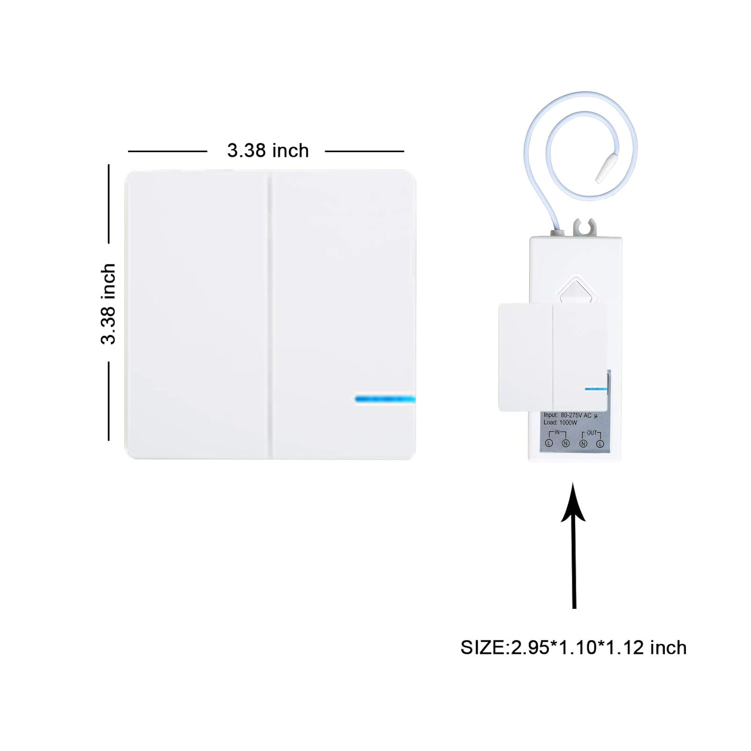 NineLeaf Smart WiFi interrupteur mural téléphone télécommande lampes et appareils interrupteur mural 2 voies avec 2 x récepteur compatible avec Alexa Google Home fonction de minuterie – Image 10