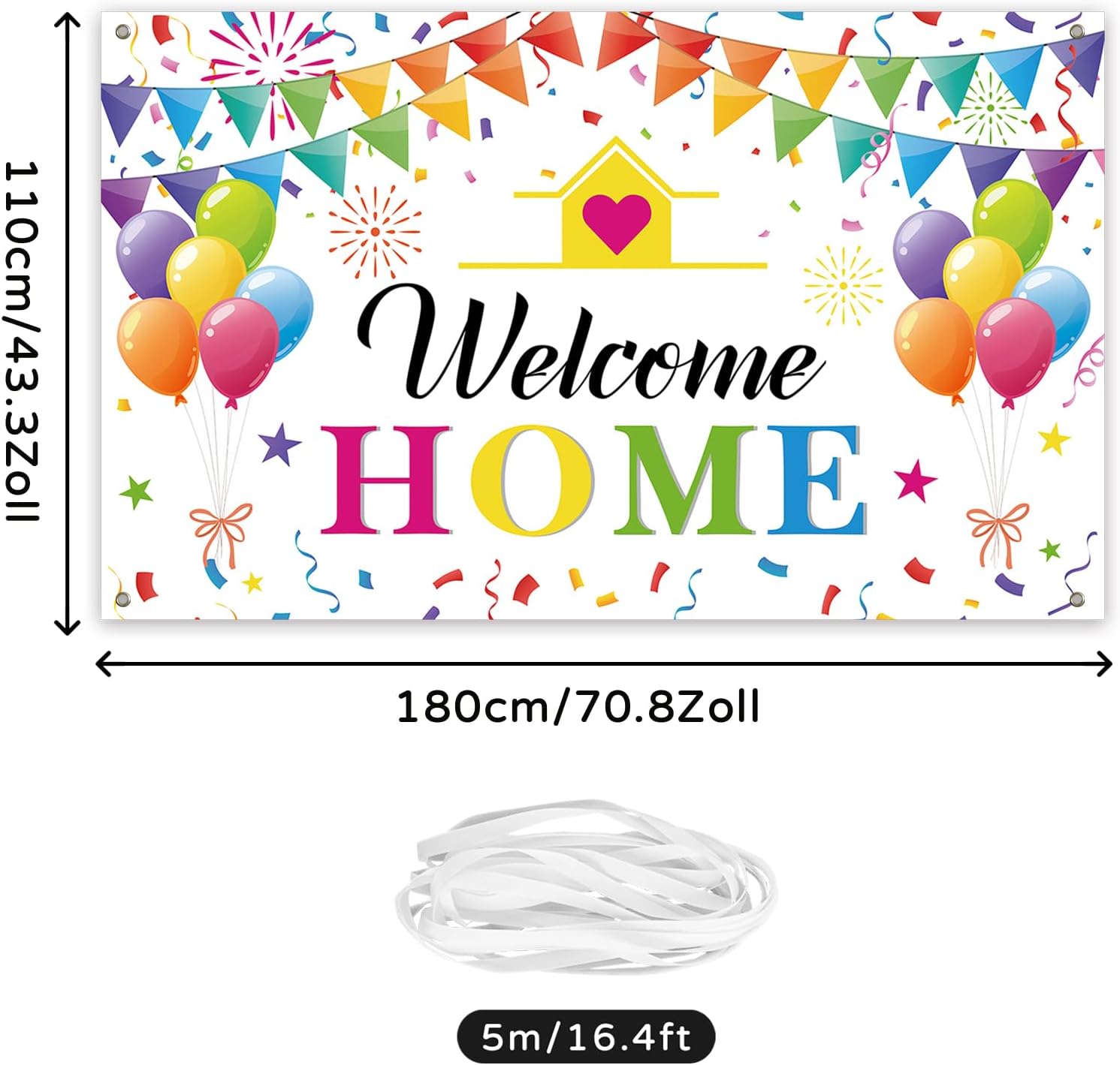 Décoration de bienvenue à la maison, bannière décorative blanche de bienvenue pour la maison familiale, fête, décoration arrière – Image 3