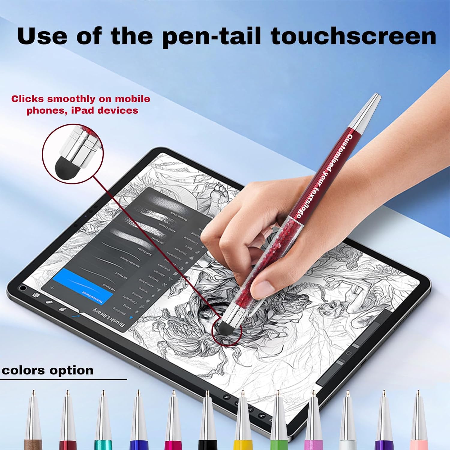 Stylo à bille personnalisé, instrument d’écriture soft touch 2 en 1, stylo à bille décoré en cristal, cadeau de remise des diplômes, mariage, anniversaire – Image 4