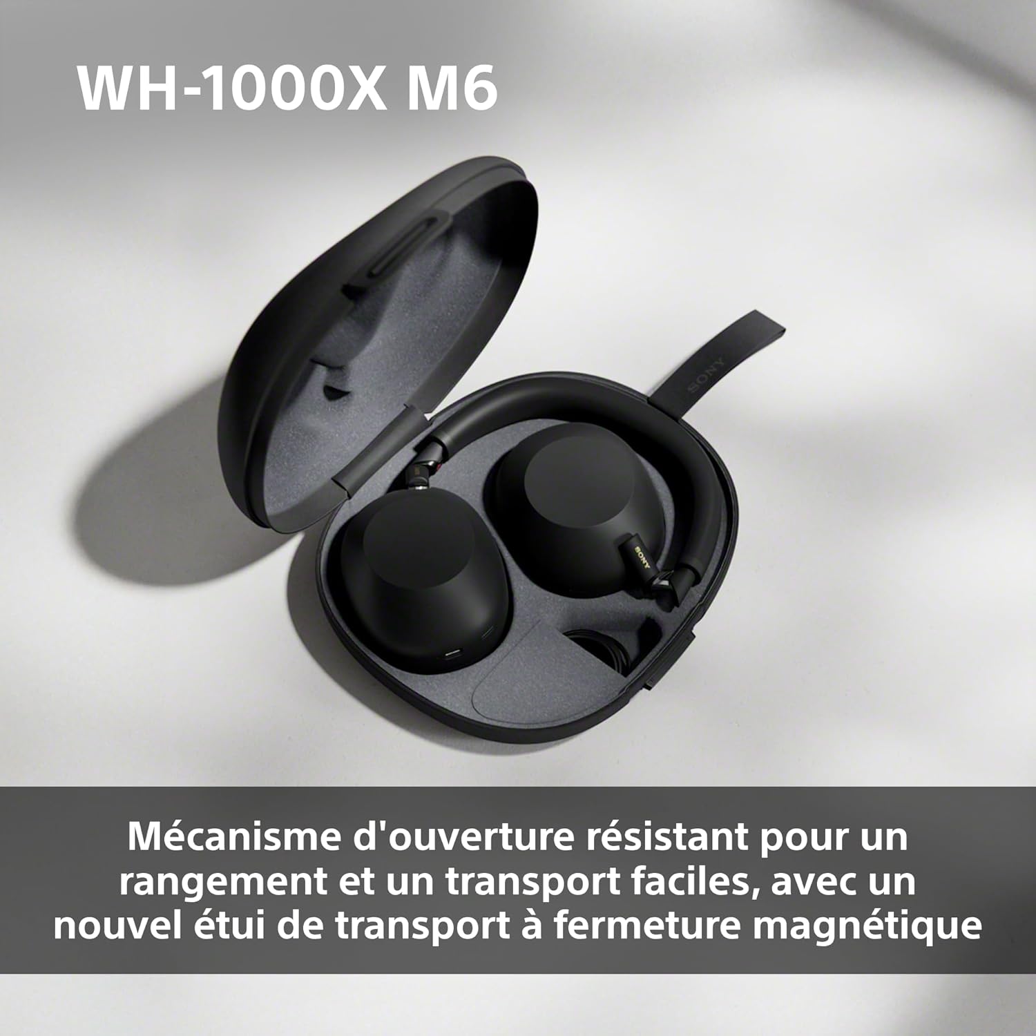 Sony WH-1000XM6 Casque Bluetooth sans fil avec réduction du bruit Noir, son haute résolution unique, design confortable et pliable, étui durable, autonomie de 30 heures, iOS et Android – Noir – Image 6