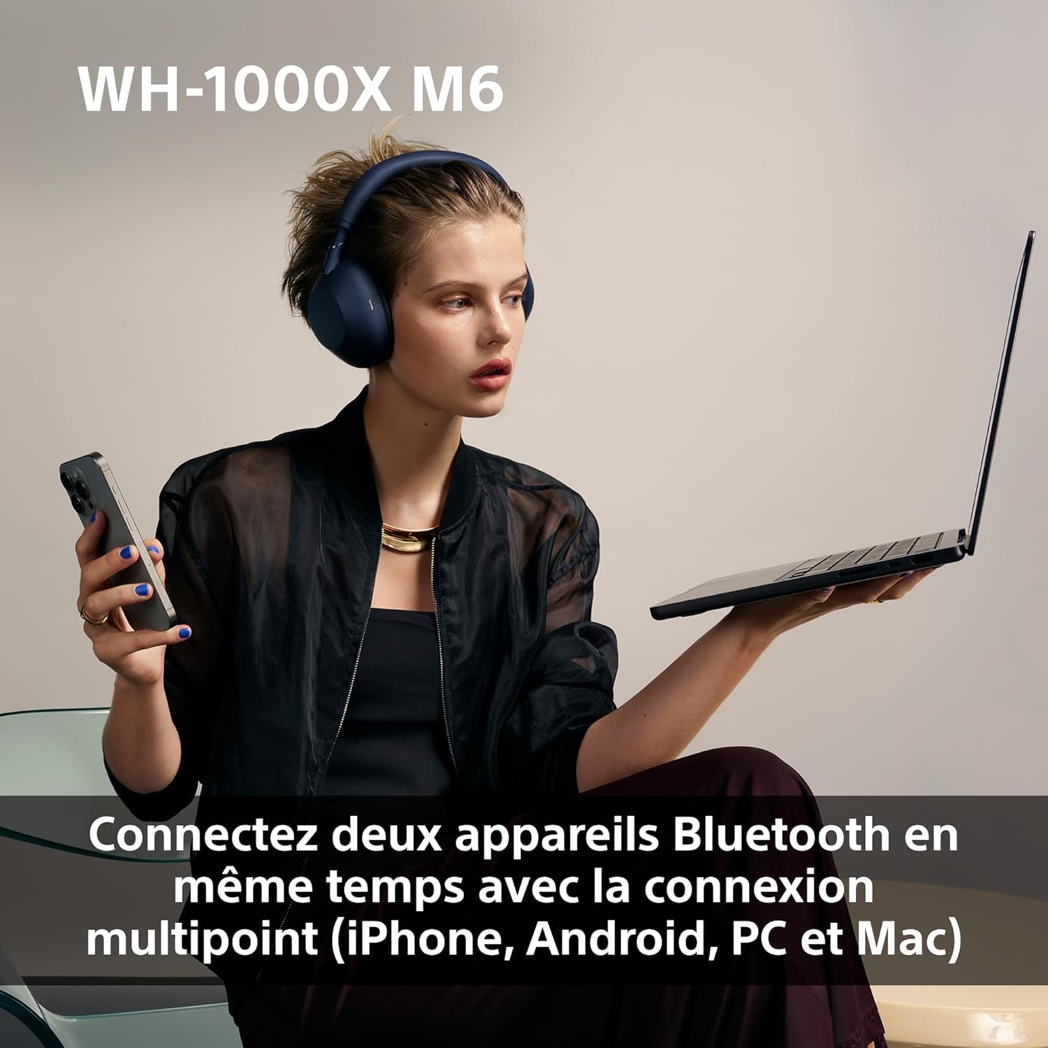 Sony WH-1000XM6 Casque Bluetooth sans fil avec réduction du bruit Noir, son haute résolution unique, design confortable et pliable, étui durable, autonomie de 30 heures, iOS et Android – Noir – Image 11