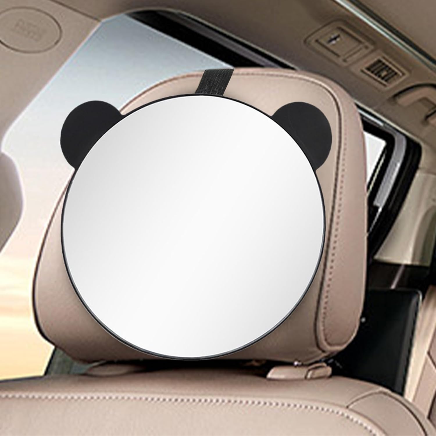 Miroir de voiture pour bébé, rétroviseur arrière, oreilles d'ours, support de sangle réglable, vue grand angle claire, utilisation de sécurité en voyage, acrylique, équipement de voyage, 9,8 x 6,7 – Image 9