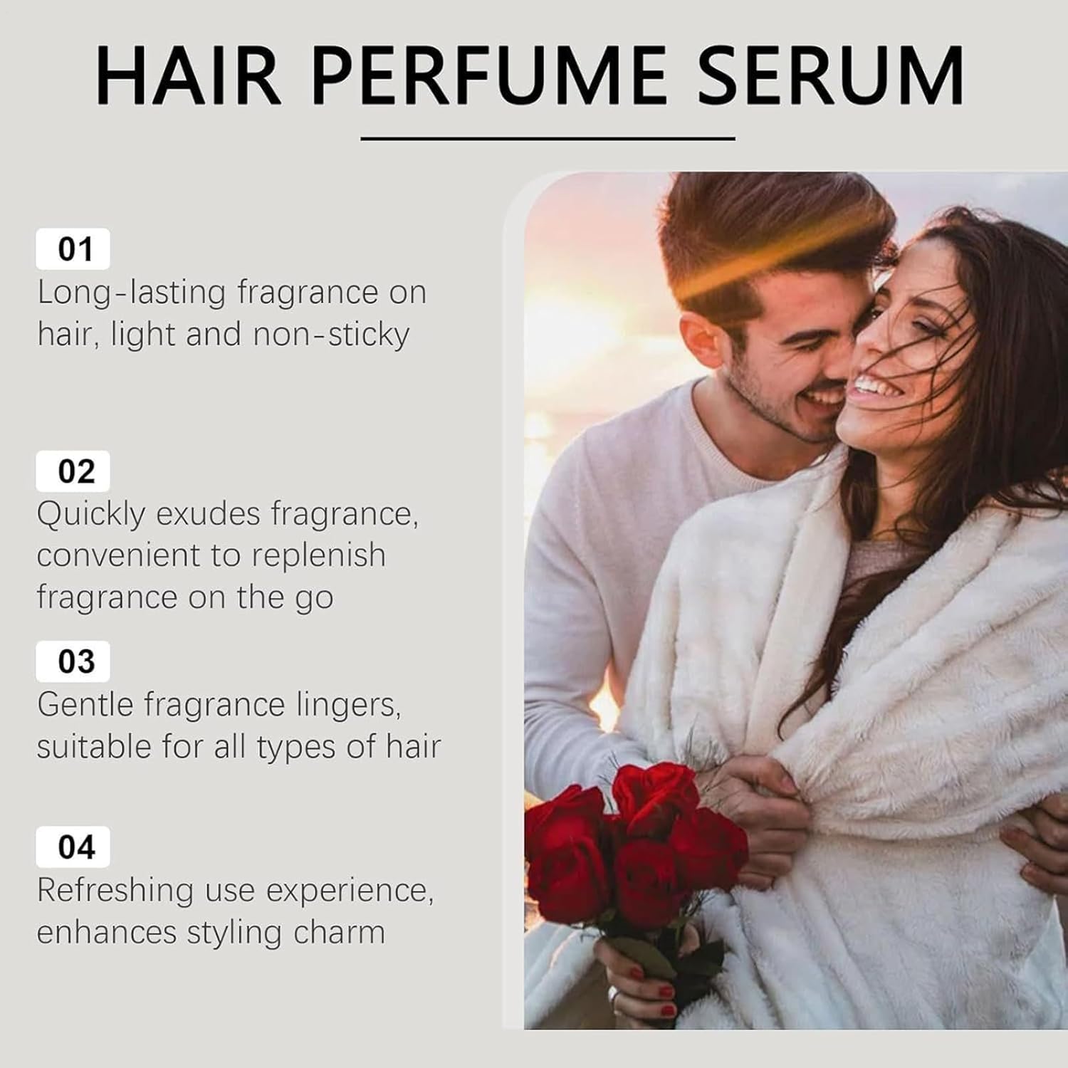 Parfum capillaire pour femme, brume parfumée légère d'été à longue durée, spray capillaire à l'huile d'argan avec kératine et élastine pour femmes adolescentes, rendez-vous galant, mariage 100 ml – Image 3