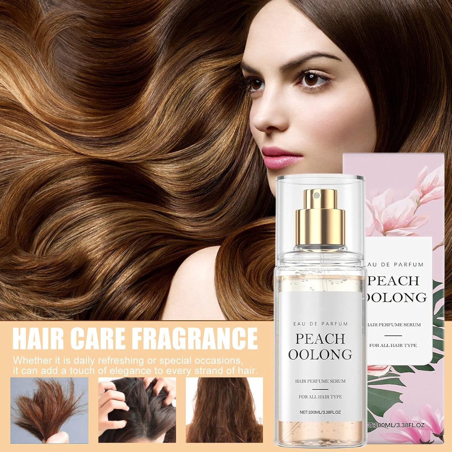 Parfum capillaire pour femme, brume parfumée légère d'été à longue durée, spray capillaire à l'huile d'argan avec kératine et élastine pour femmes adolescentes, rendez-vous galant, mariage 100 ml – Image 8