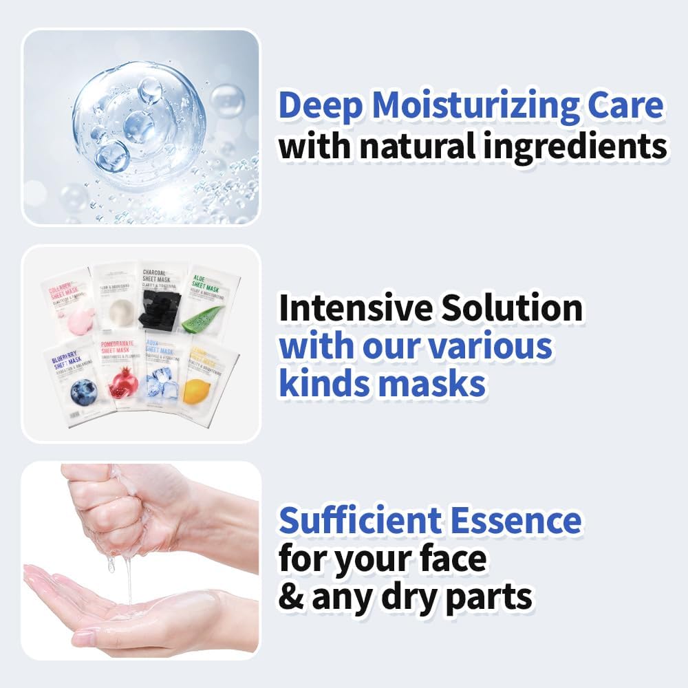 (PACK DE 8) EUNYUL Masque en feuille de pureté Masque facial Soins de la peau coréens Ingrédients naturels pour tous les types de peau, hydratant – Image 4