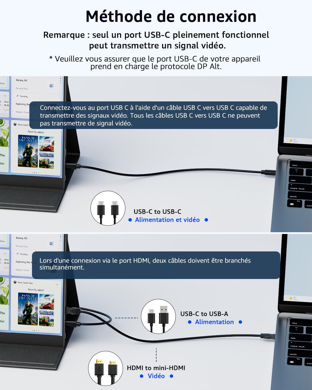 Yodoit Écran d'ordinateur portable 15,6 pouces 1920 × 1080 FHD Moniteur IPS 100 % SRGB Affichage HDMI USB Type C avec haut-parleurs intégrés pour PC/Macbook/Xbox/PS4 5/TV – Image 5