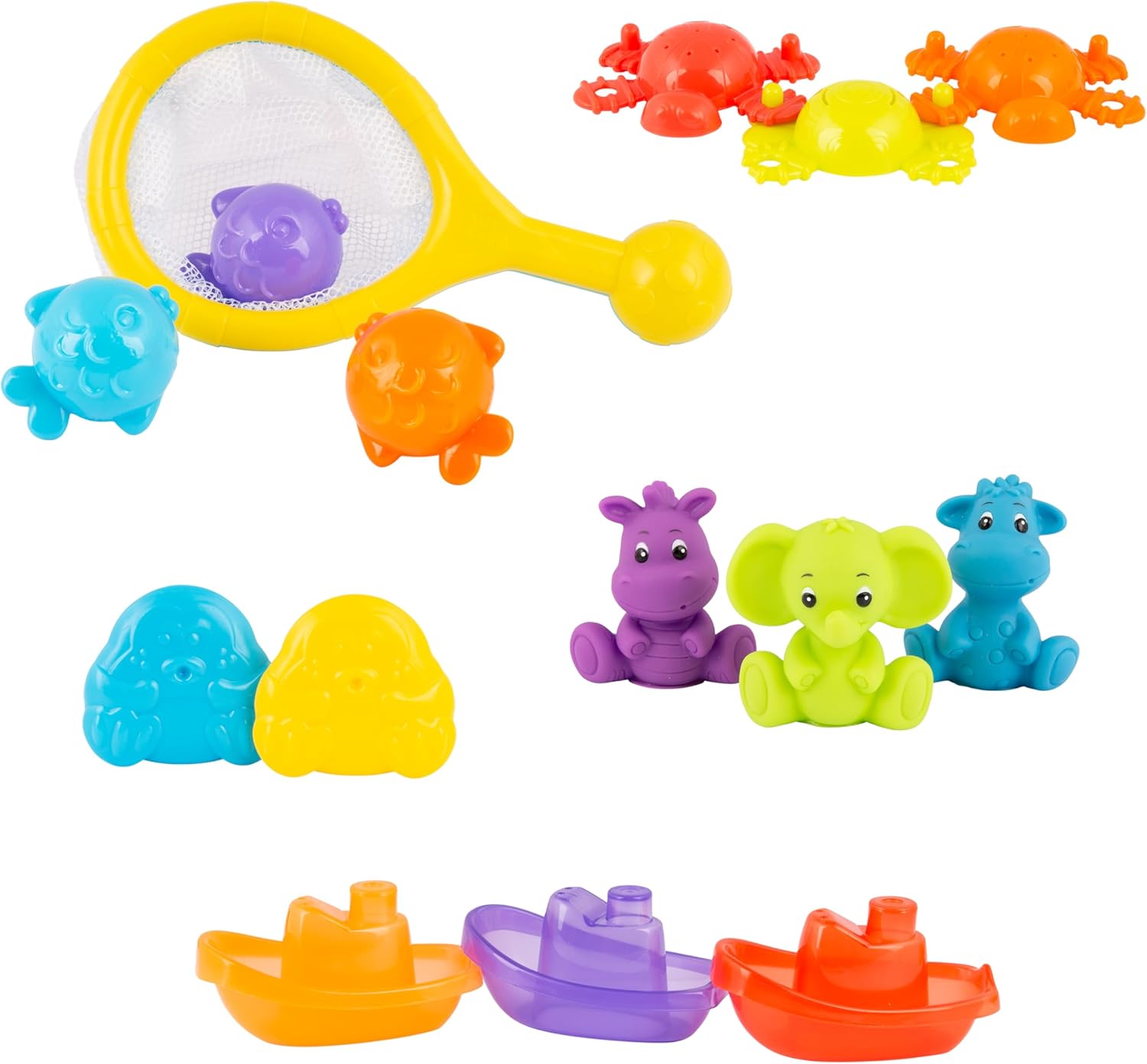 Playgro Coffret cadeau d'activités Bath Time, 15 pièces, ensemble de bain pour bébé, filet de rangement, animaux et bateaux, cadeau à partir de 6 mois – Image 5