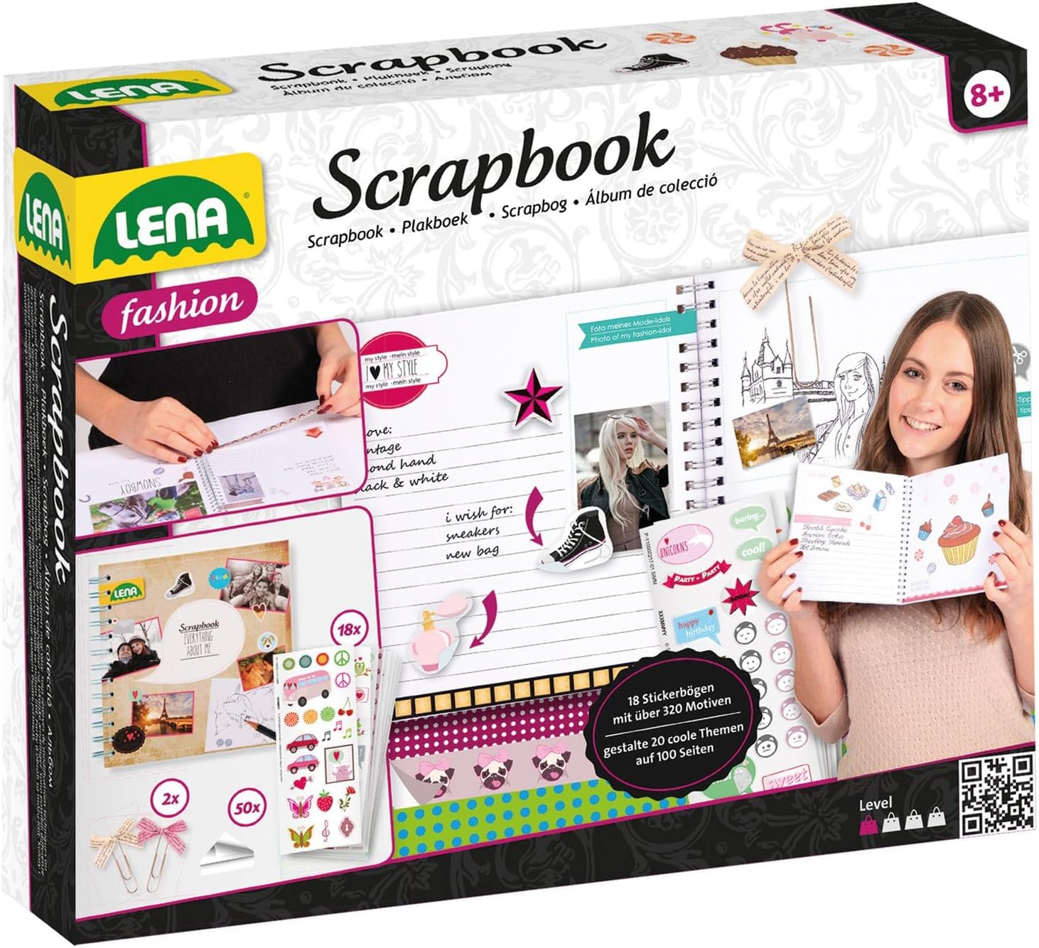 LENA - 42332 Kit Scrapbook, comprenant de nombreux tirages et illustrations sur 20 thèmes et pouvant être décoré avec toutes sortes d'autocollants et de photos. – Image 5