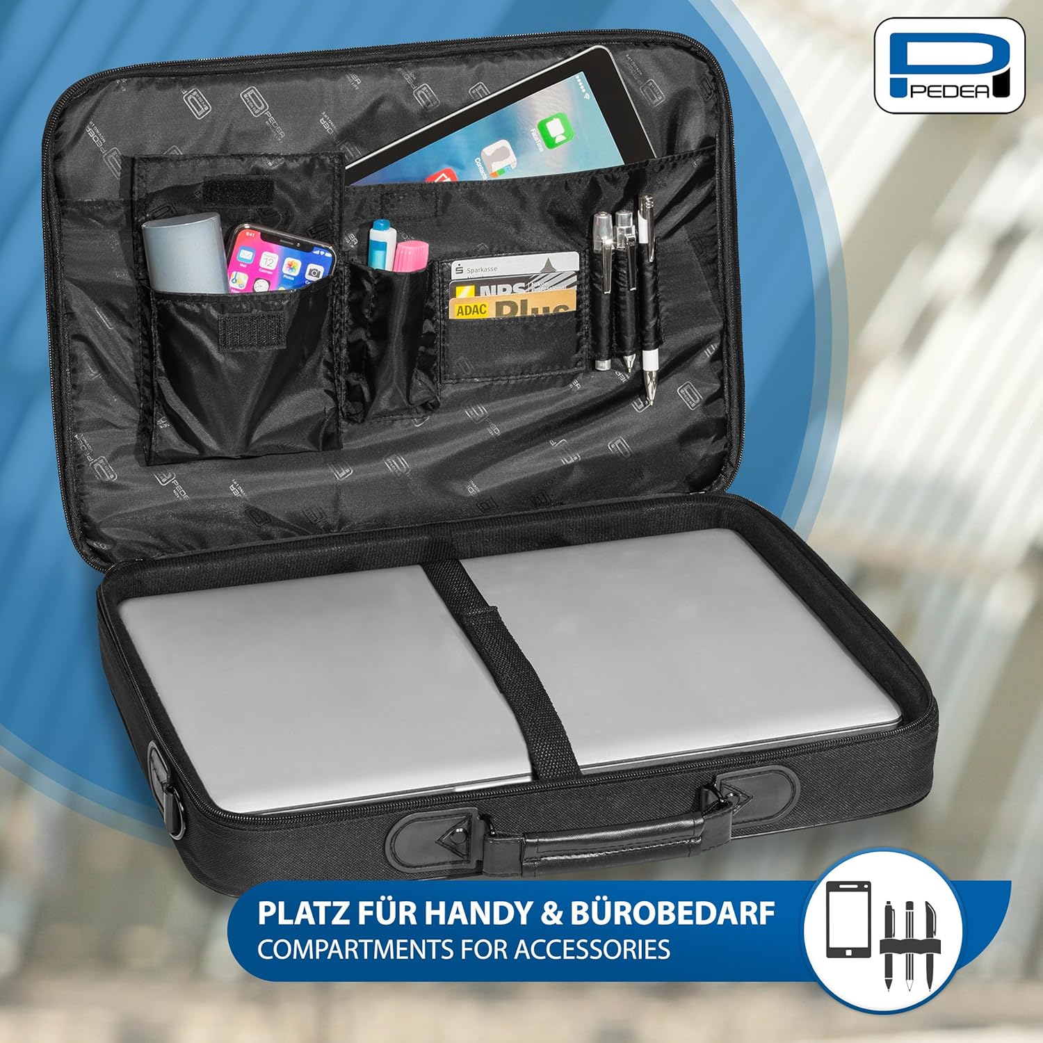 PEDEA - Trendline* Sac pour ordinateur portable jusqu'à 18,4'' - Sac à bandoulière pour ordinateur portable - Housse noire pour ordinateur portable - Hommes et Femmes – Image 4