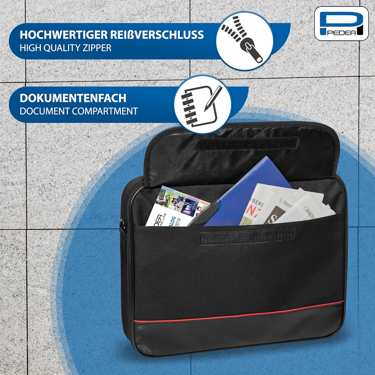 PEDEA - Trendline* Sac pour ordinateur portable jusqu'à 18,4'' - Sac à bandoulière pour ordinateur portable - Housse noire pour ordinateur portable - Hommes et Femmes – Image 6