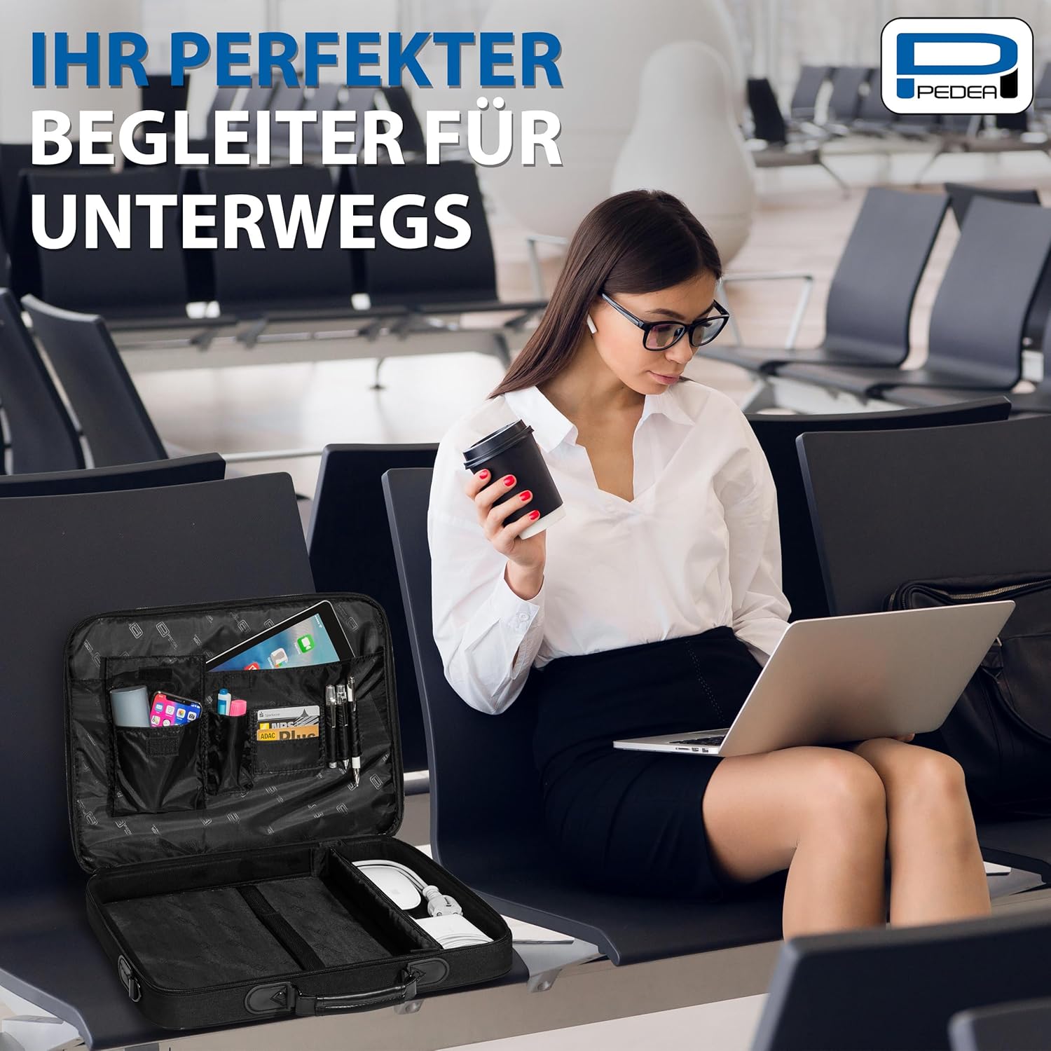PEDEA - Trendline* Sac pour ordinateur portable jusqu'à 18,4'' - Sac à bandoulière pour ordinateur portable - Housse noire pour ordinateur portable - Hommes et Femmes – Image 7