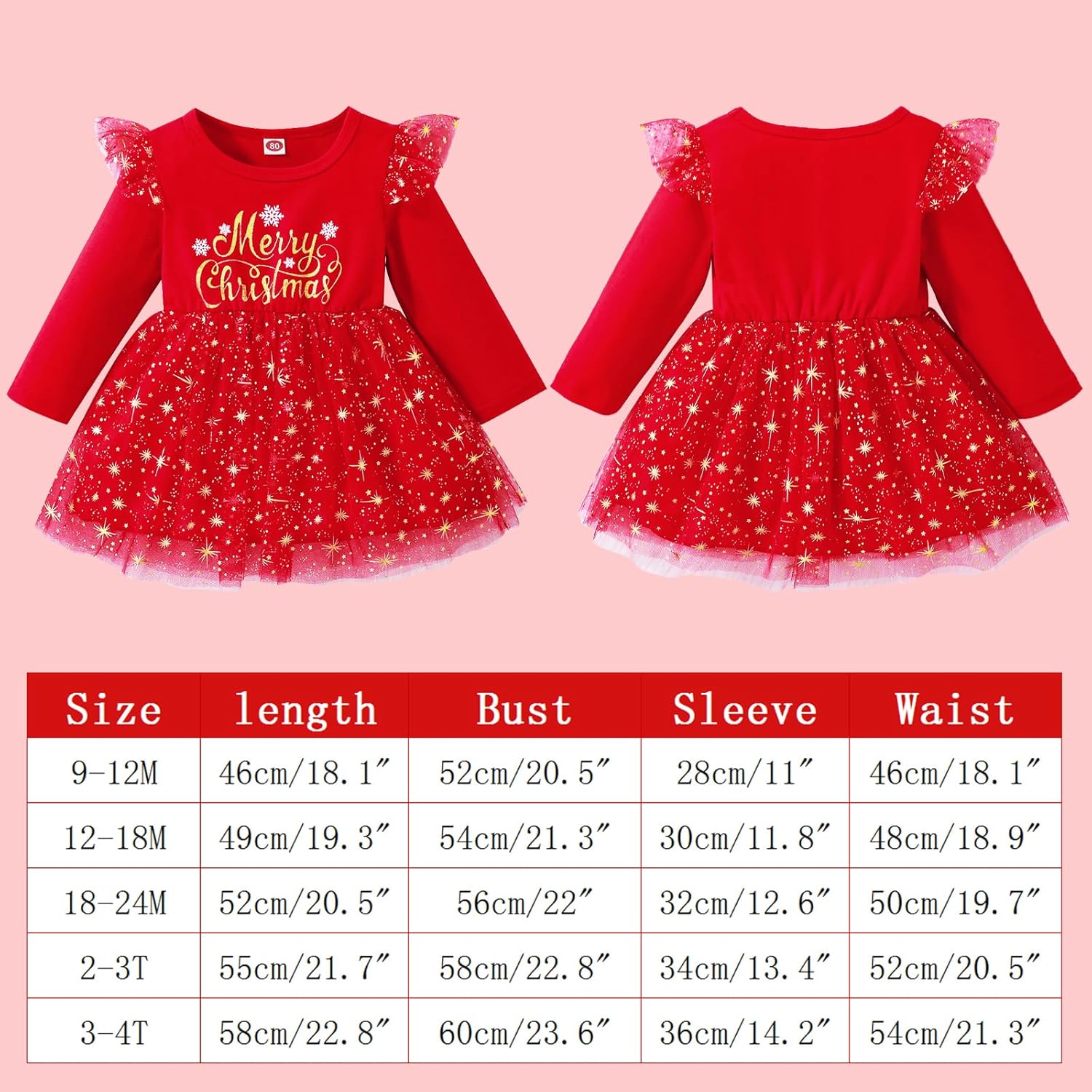 Winmany – tenues de noël pour bébés filles, robe Tutu, jupe en dentelle à manches longues, vêtements chauds pour bébés + bandeau – Image 7