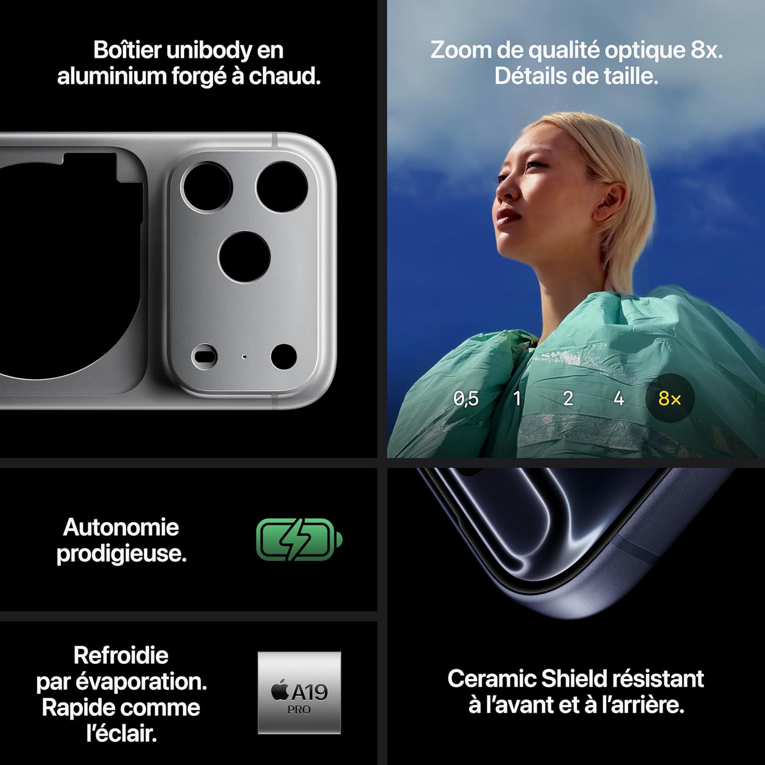 Apple iPhone 17 Pro 1 To : écran 6,3 pouces jusqu'à 120 Hz, puce A19 Pro, autonomie prodigieuse, système de caméra Pro Fusion avec caméra Front Center Stage ; Orange cosmique – Image 5