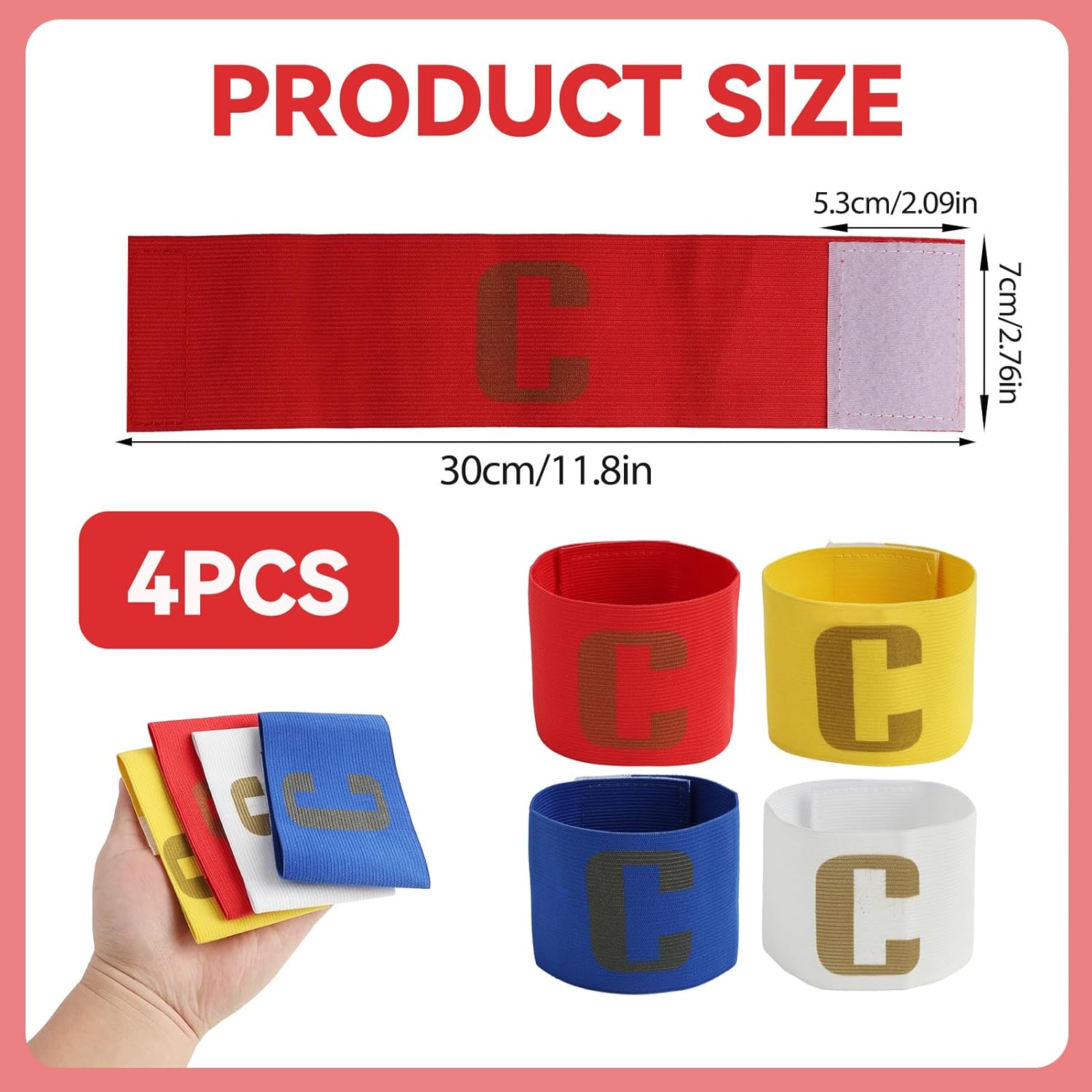 Brassards de capitaine pour enfants – Brassard de capitaine réglable avec fermeture Velcro, idéal pour le football et autres sports d'équipe, confortable et visible – Image 3