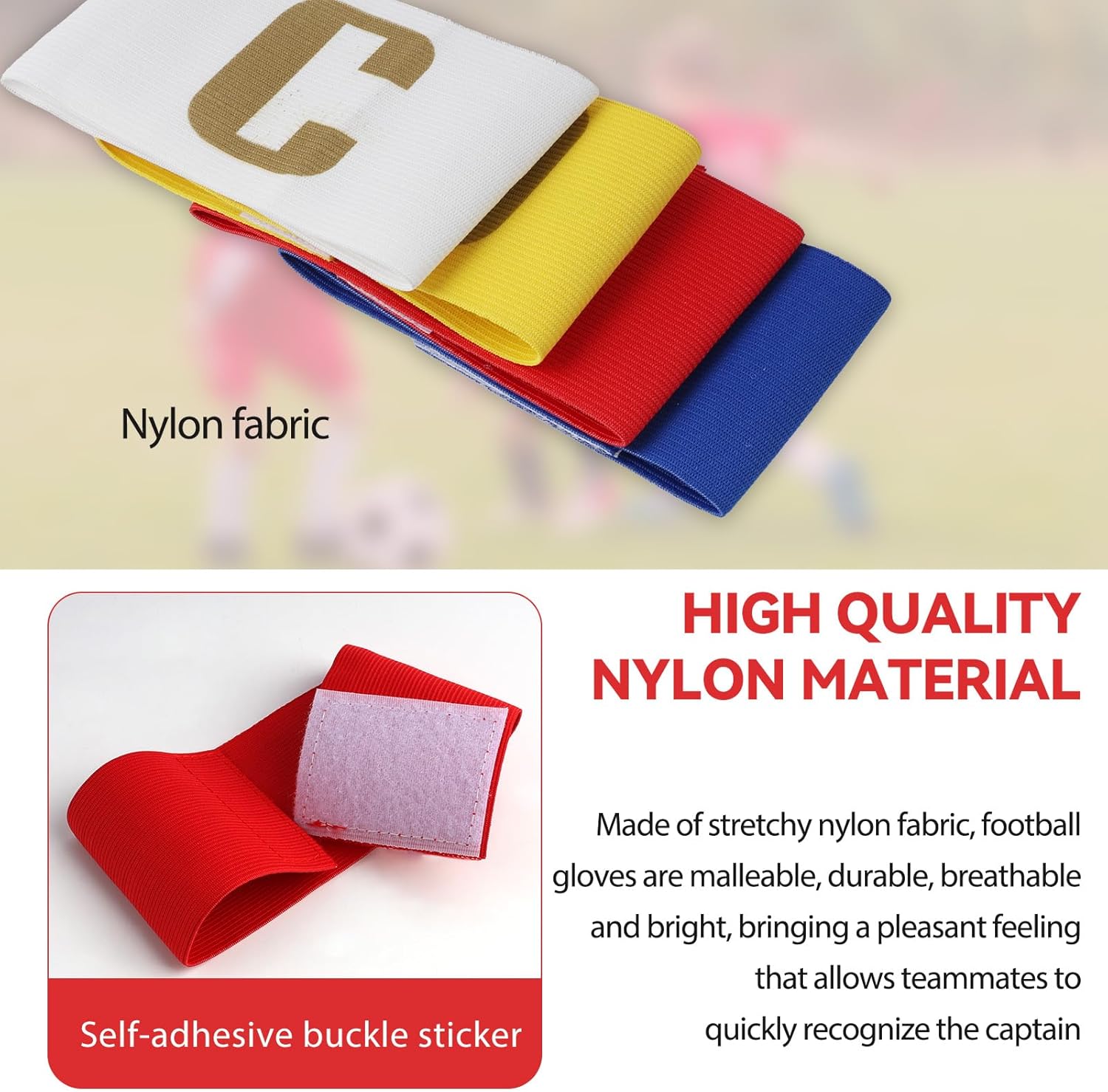 Brassards de capitaine pour enfants – Brassard de capitaine réglable avec fermeture Velcro, idéal pour le football et autres sports d'équipe, confortable et visible – Image 5