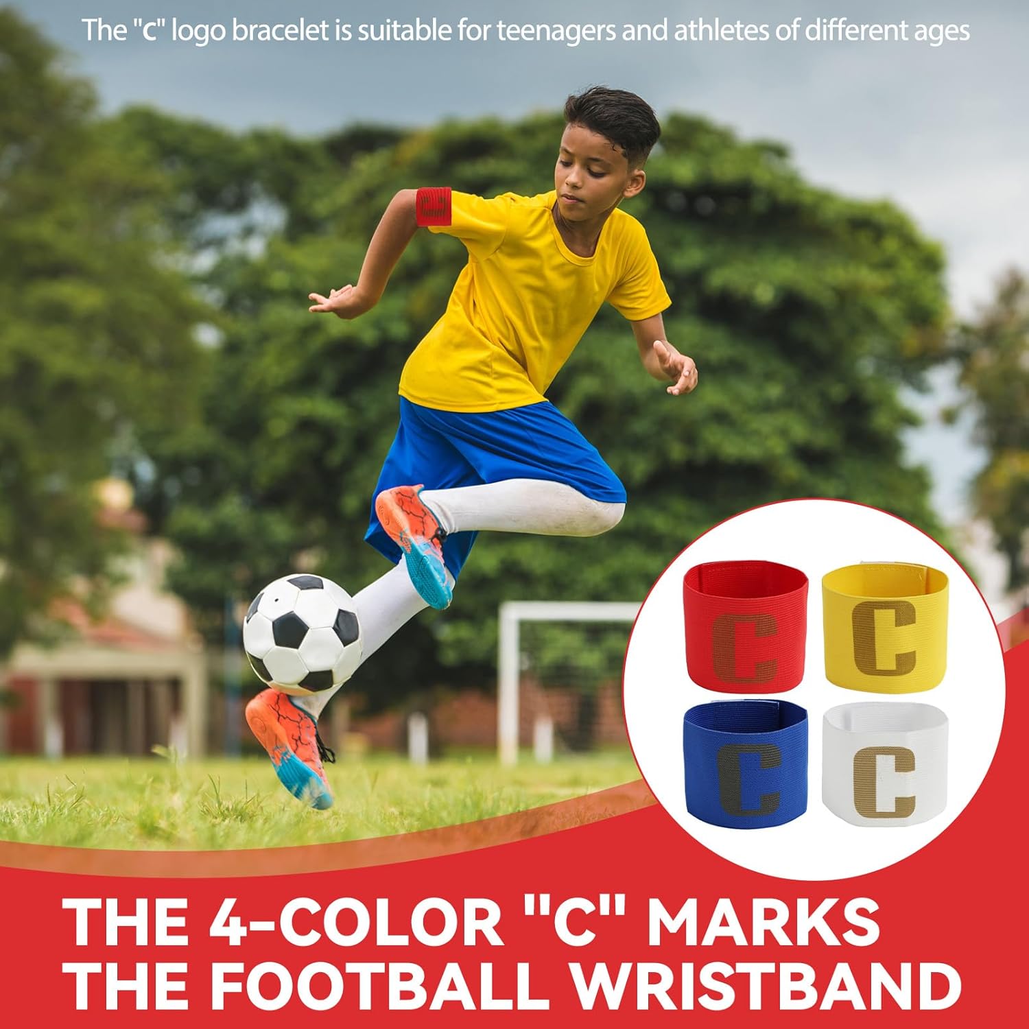 Brassards de capitaine pour enfants – Brassard de capitaine réglable avec fermeture Velcro, idéal pour le football et autres sports d'équipe, confortable et visible – Image 6