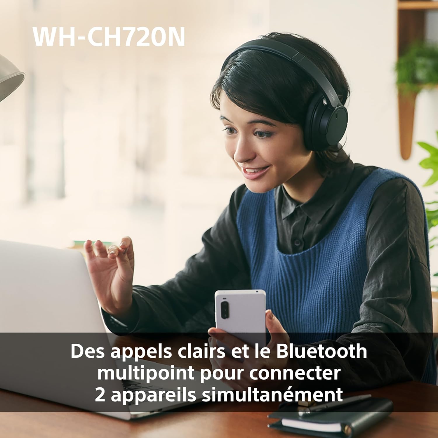 Sony WH-CH720N - Casque Bluetooth sans fil à réduction de bruit - Micro intégré - Jusqu'à 35 heures d'autonomie et charge rapide - Blanc – Image 8