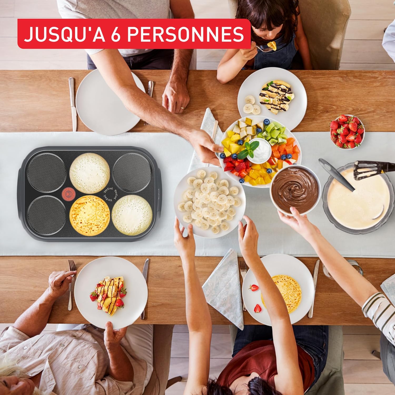 Tefal Crep'Party, Assiette à Crêpes et Crêpes, 6 Personnes, Revêtement Antiadhésif, Rangement Accessoires Intégré, PY558BF0, Poivre de Java – Image 4