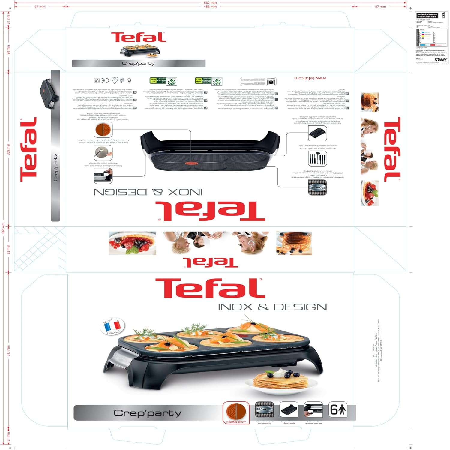Tefal Crep'Party, Assiette à Crêpes et Crêpes, 6 Personnes, Revêtement Antiadhésif, Rangement Accessoires Intégré, PY558BF0, Poivre de Java – Image 10