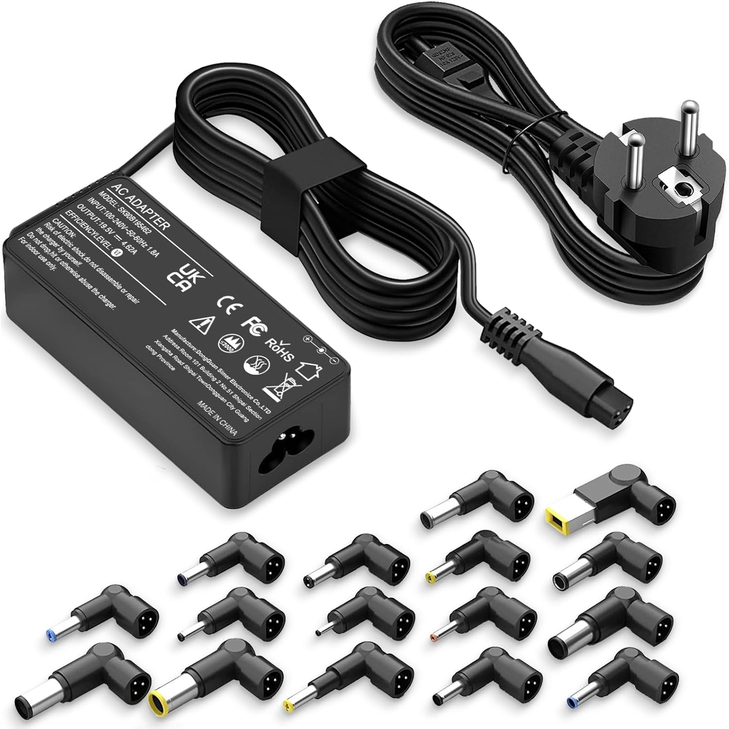 Adaptateur de chargeur universel pour ordinateur portable 90 W compatible avec HP Dell Lenovo Acer ASUS Samsung Sony Gateway ordinateur portable Chromebook cordon d'alimentation avec 16 embouts – Image 2