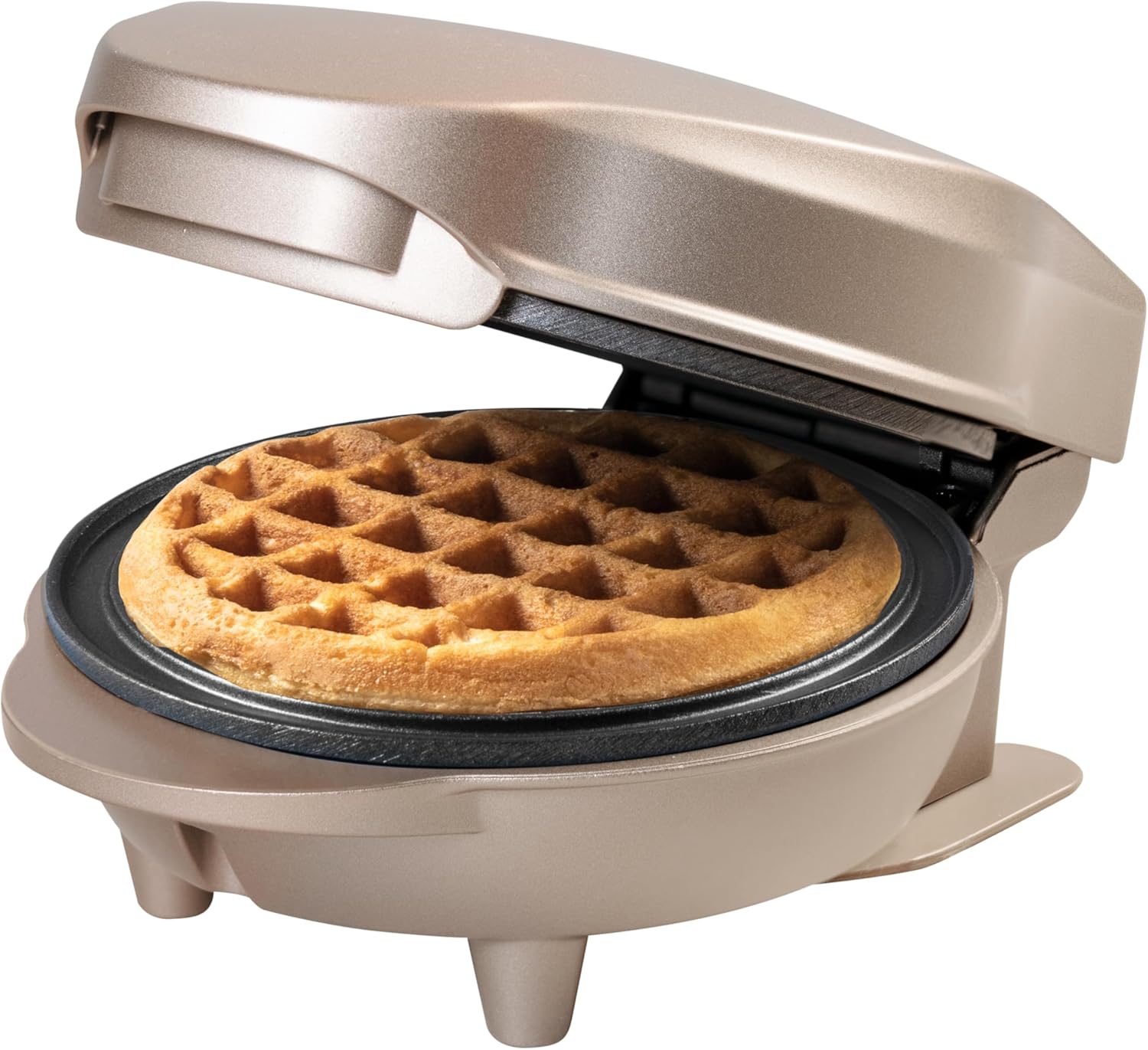 Bestron Mini gaufrier pour gaufres classiques, petit gaufrier avec revêtement antiadhésif pour anniversaires d'enfants, fêtes de famille, Pâques ou Noël, design : rétro, couleur : beige clair – Image 2